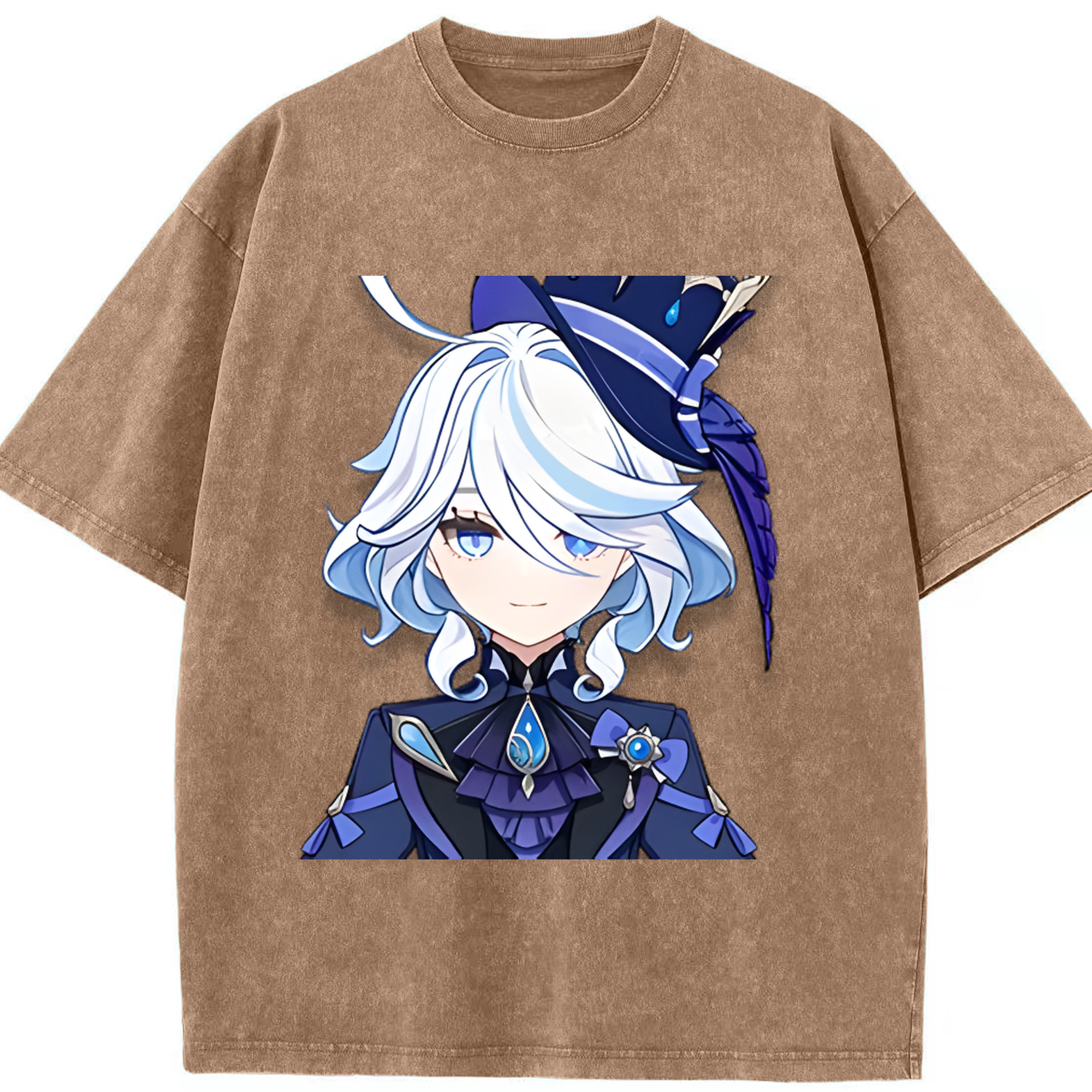 げんし神 フリーナ genshin Furina 綿100% ヴィンテージ風 半袖Tシャツ（フロントプリント）