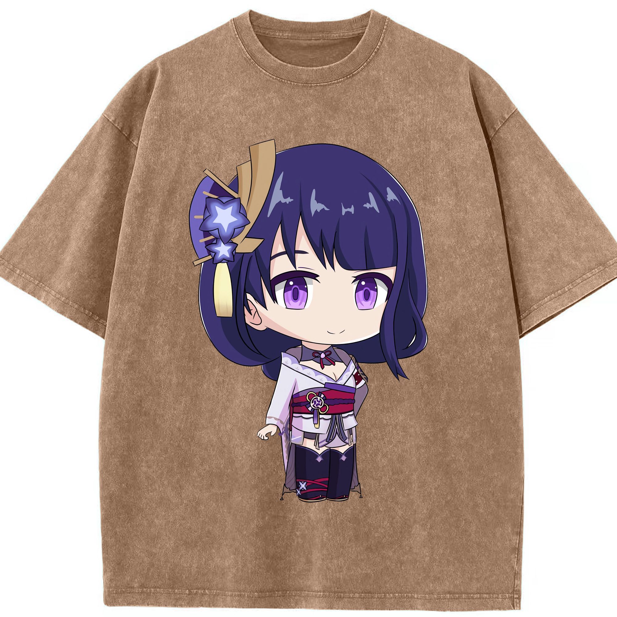 げんし神 雷電将軍 らいでんしょうぐん genshin Raiden Shogun 綿100% ヴィンテージ風 半袖Tシャツ（フロントプリント）