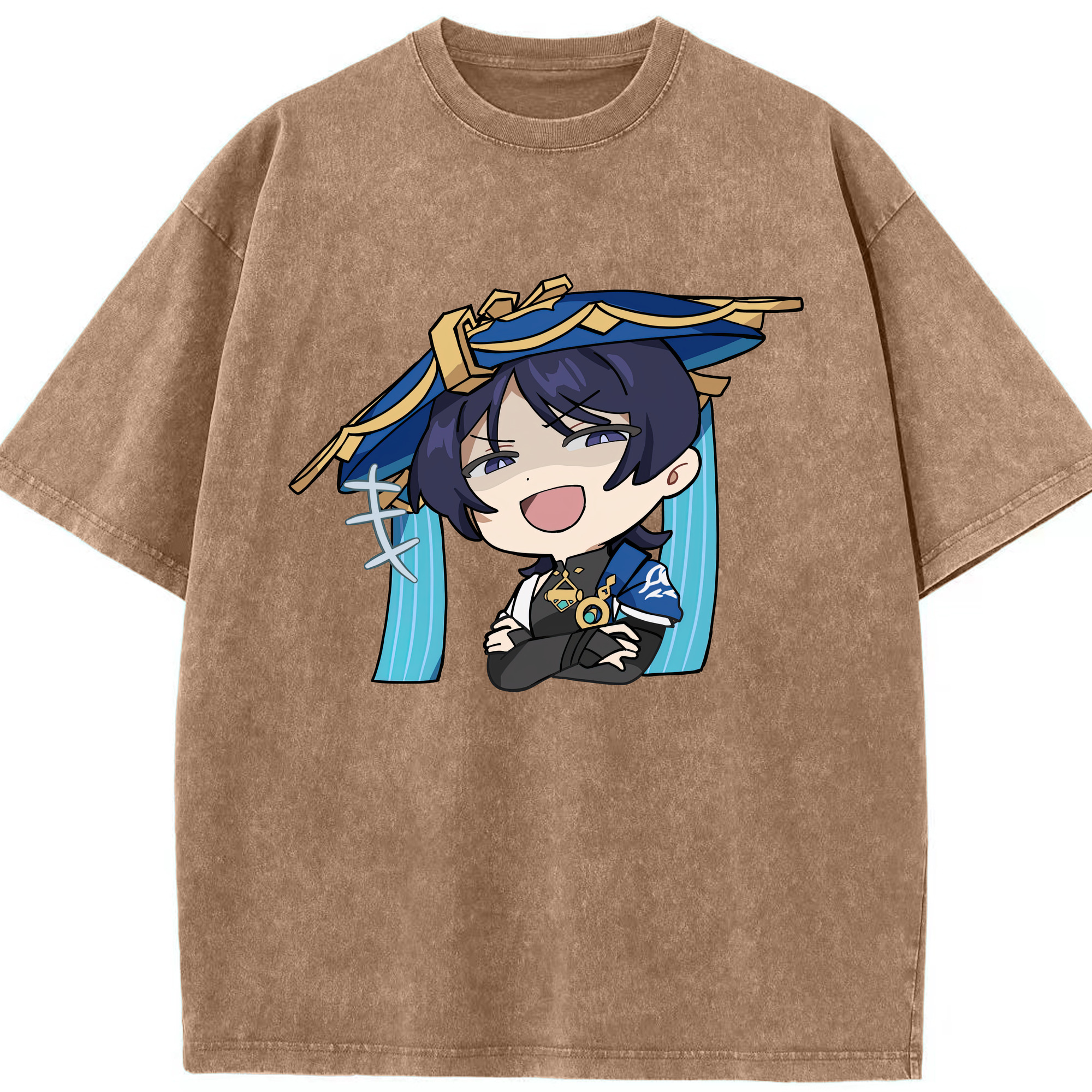 げんし神 さんペい genshin Sanpei 綿100% ヴィンテージ風 半袖Tシャツ（フロントプリント）