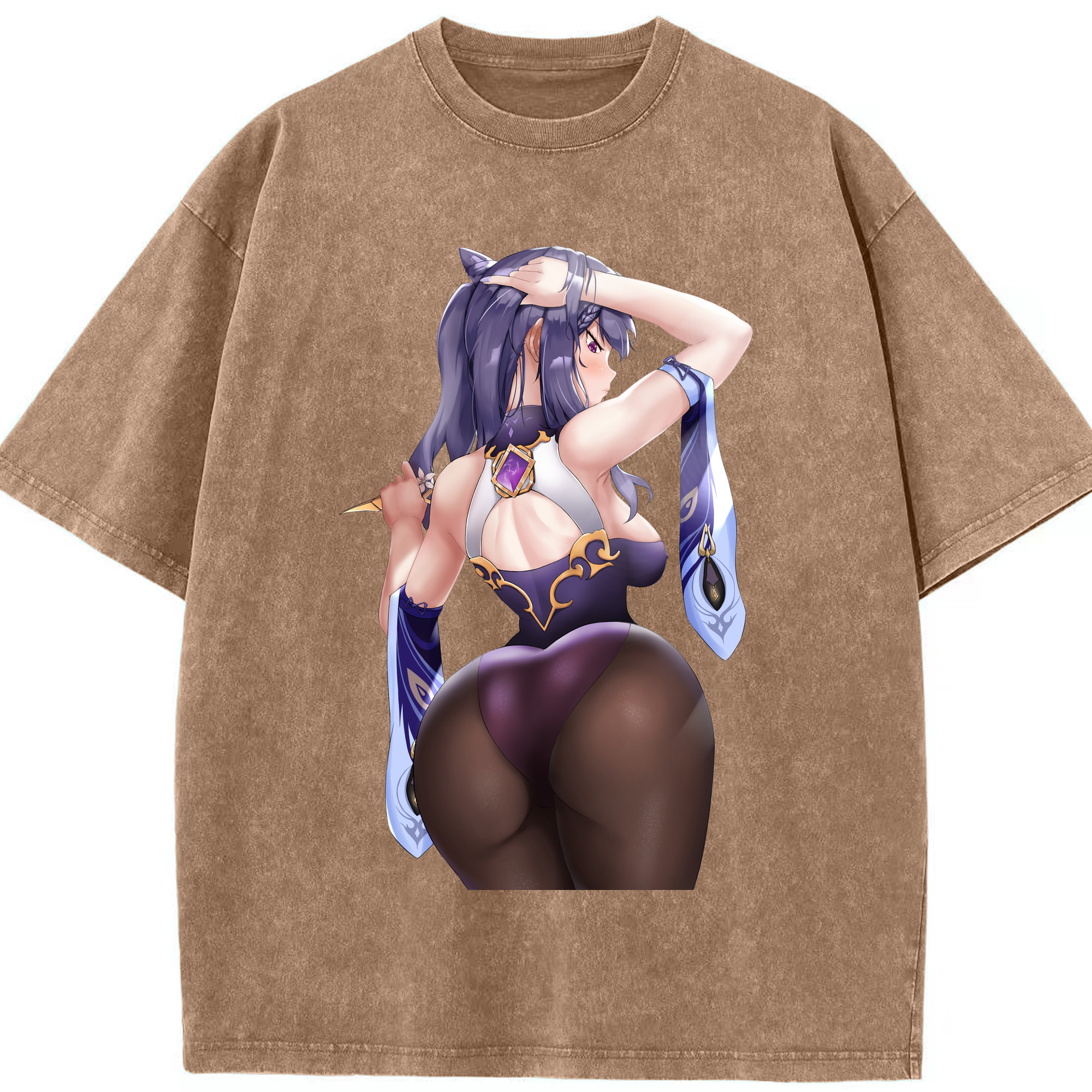 げんし神 刻晴 こくせい genshin Kokusei 綿100% ヴィンテージ風 半袖Tシャツ（フロントプリント）
