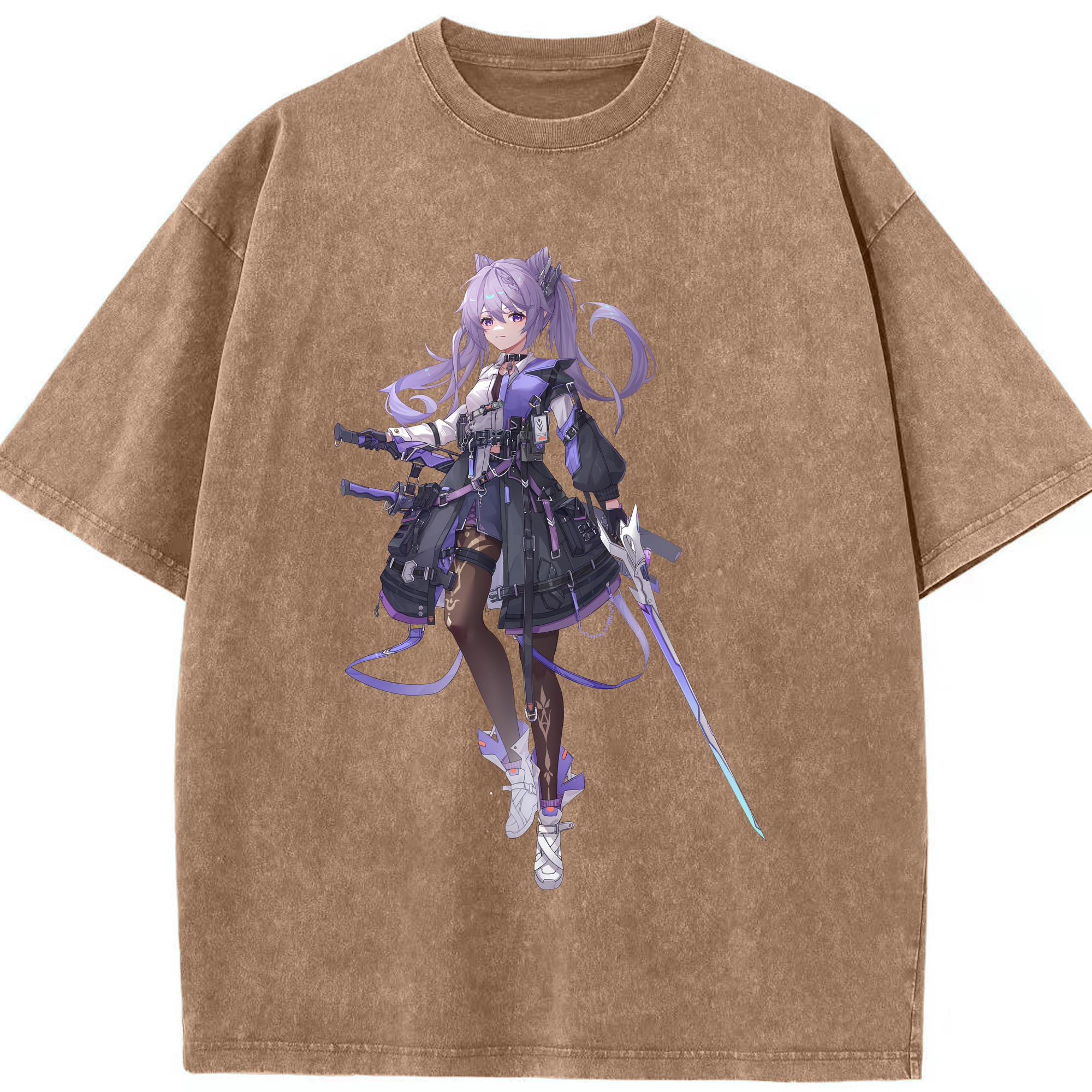 げんし神 刻晴 こくせい genshin Kokusei 綿100% ヴィンテージ風 半袖Tシャツ（フロントプリント）