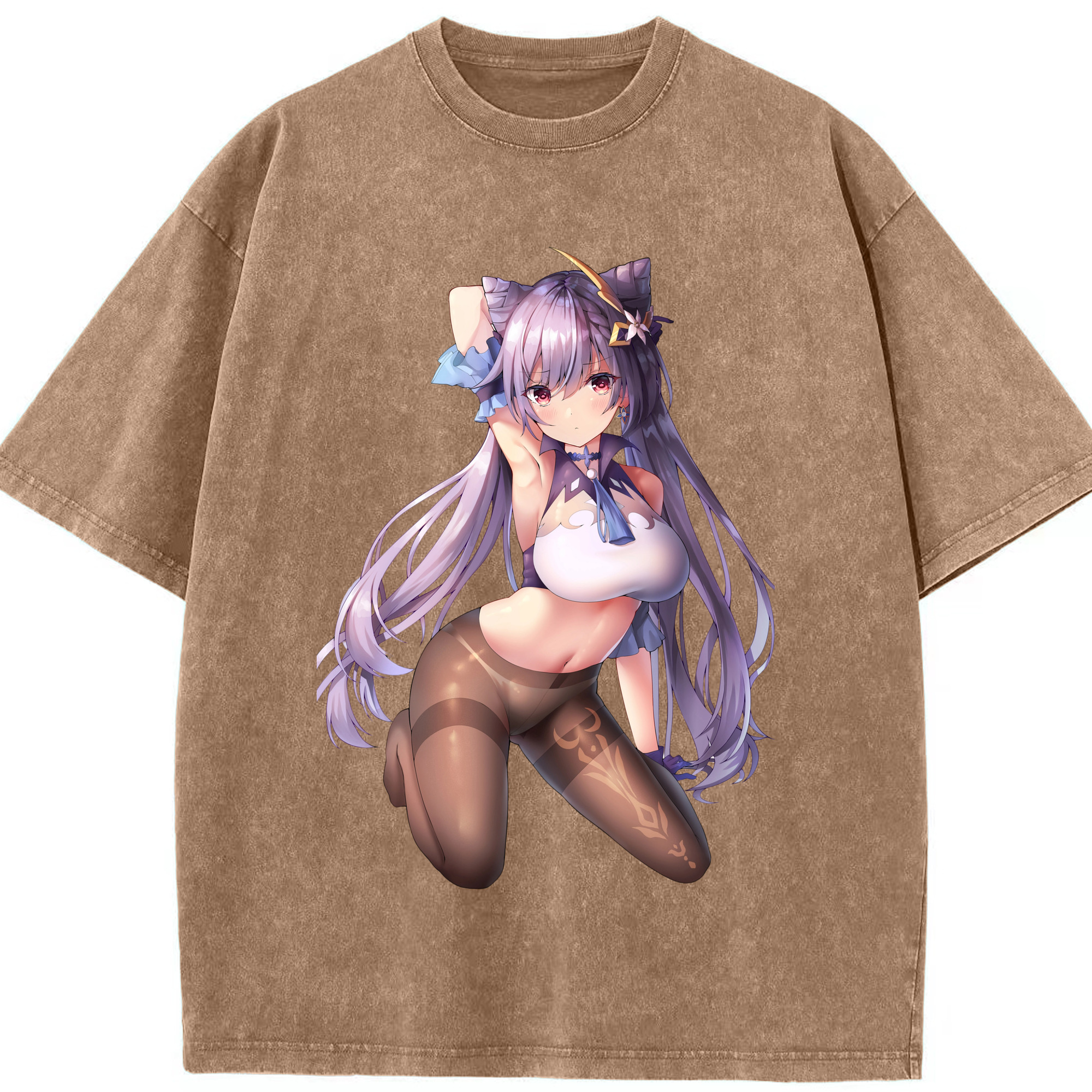 げんし神 刻晴 こくせい genshin Kokusei 綿100% ヴィンテージ風 半袖Tシャツ（フロントプリント）