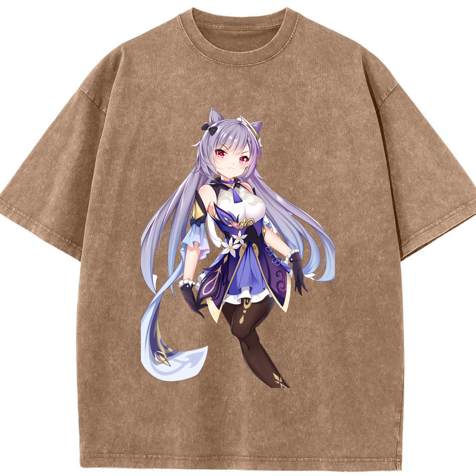 げんし神 刻晴 こくせい genshin Kokusei 綿100% ヴィンテージ風 半袖Tシャツ（フロントプリント）