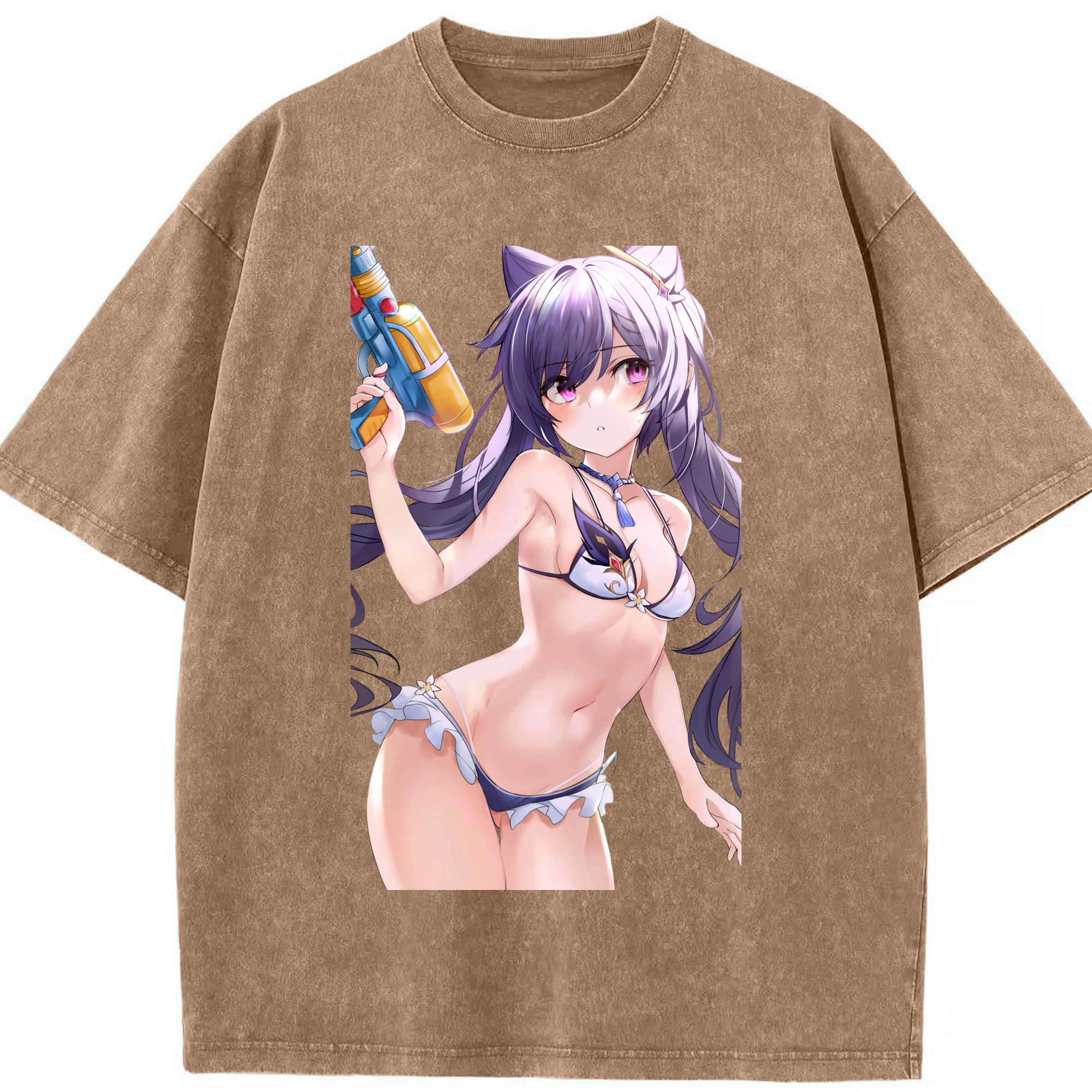 げんし神 刻晴 こくせい genshin Kokusei 綿100% ヴィンテージ風 半袖Tシャツ（フロントプリント）
