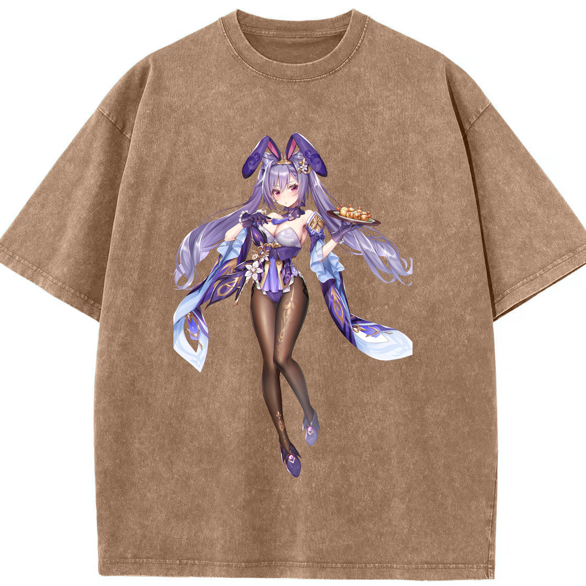 げんし神 刻晴 こくせい genshin Kokusei 綿100% ヴィンテージ風 半袖Tシャツ（フロントプリント）