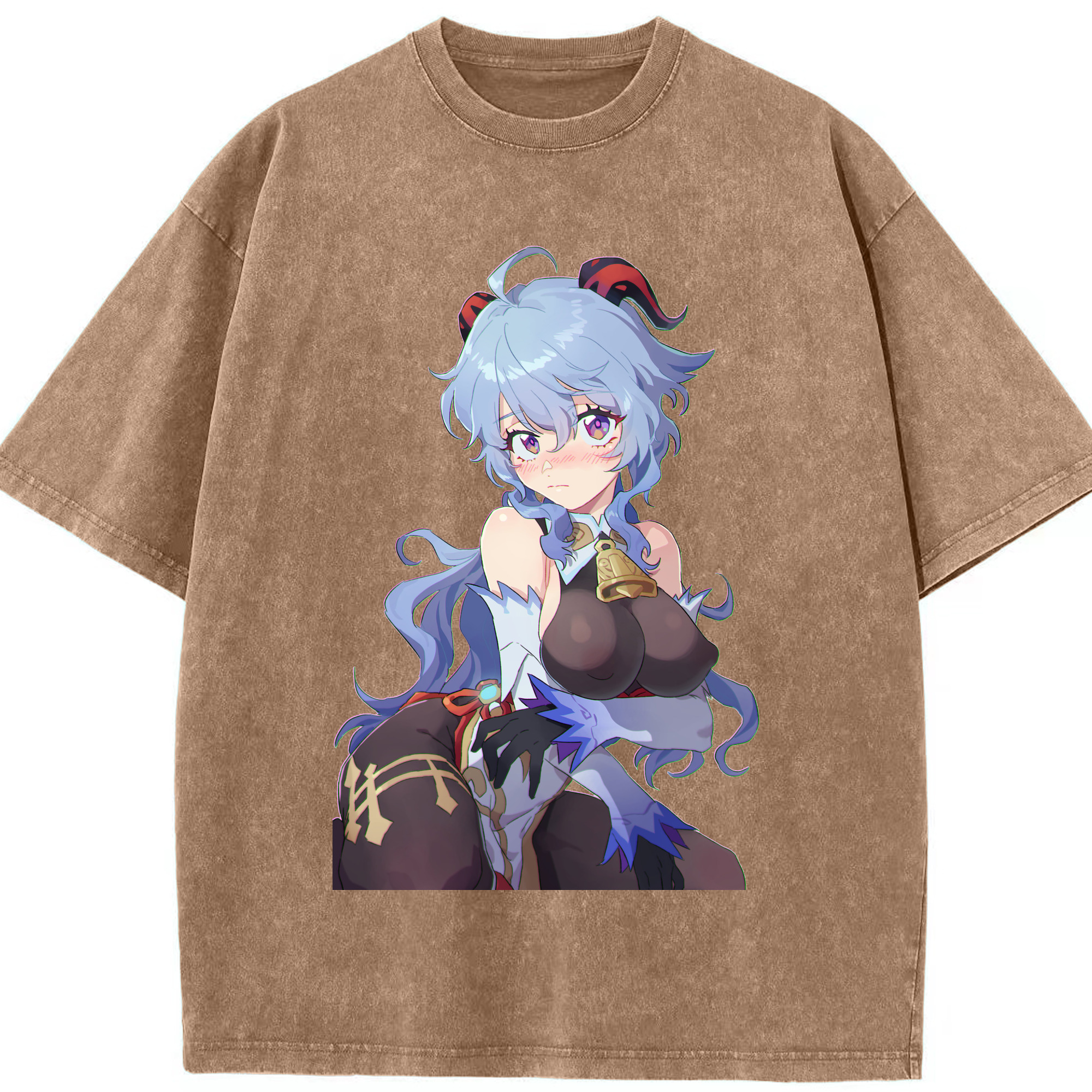 げんし神 甘雨 かんう genshin Ganyu 綿100% ヴィンテージ風 半袖Tシャツ（フロントプリント）
