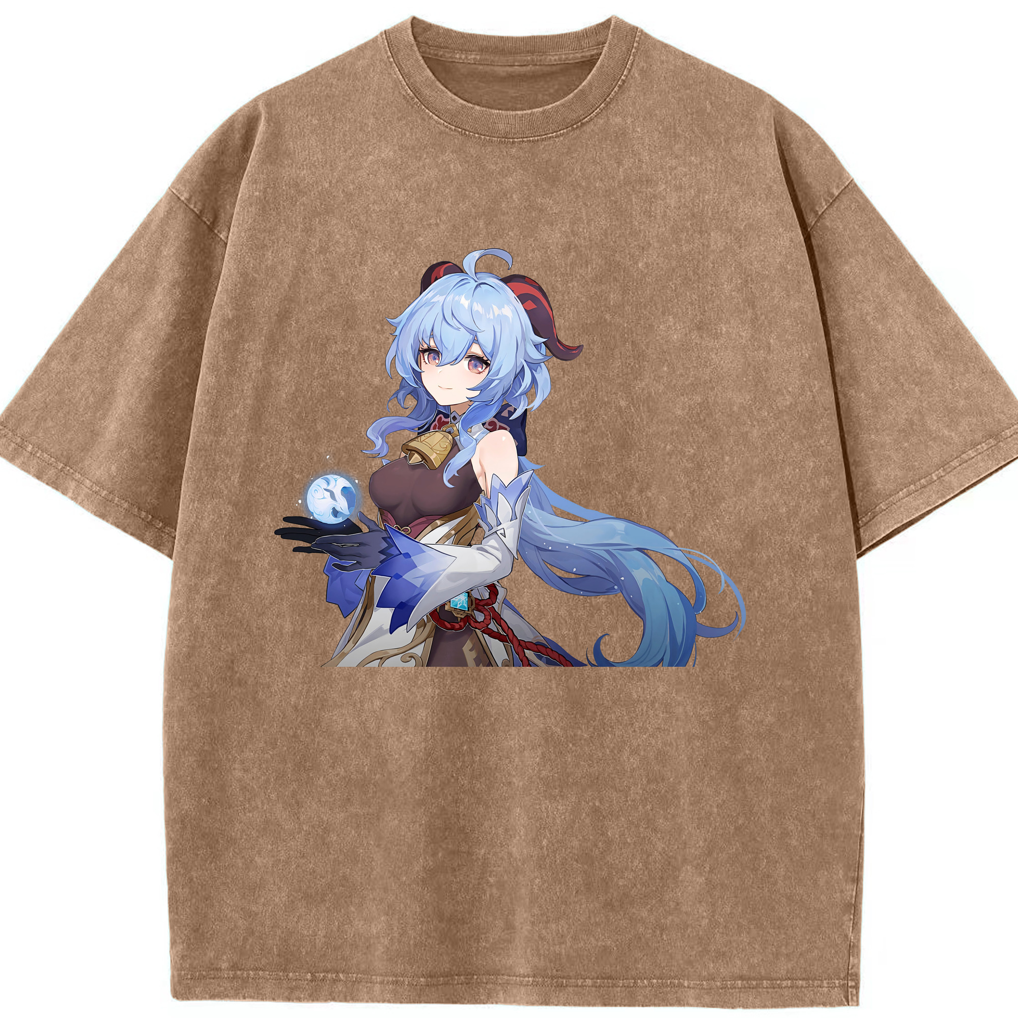 げんし神 甘雨 かんう genshin Ganyu 綿100% ヴィンテージ風 半袖Tシャツ（フロントプリント）
