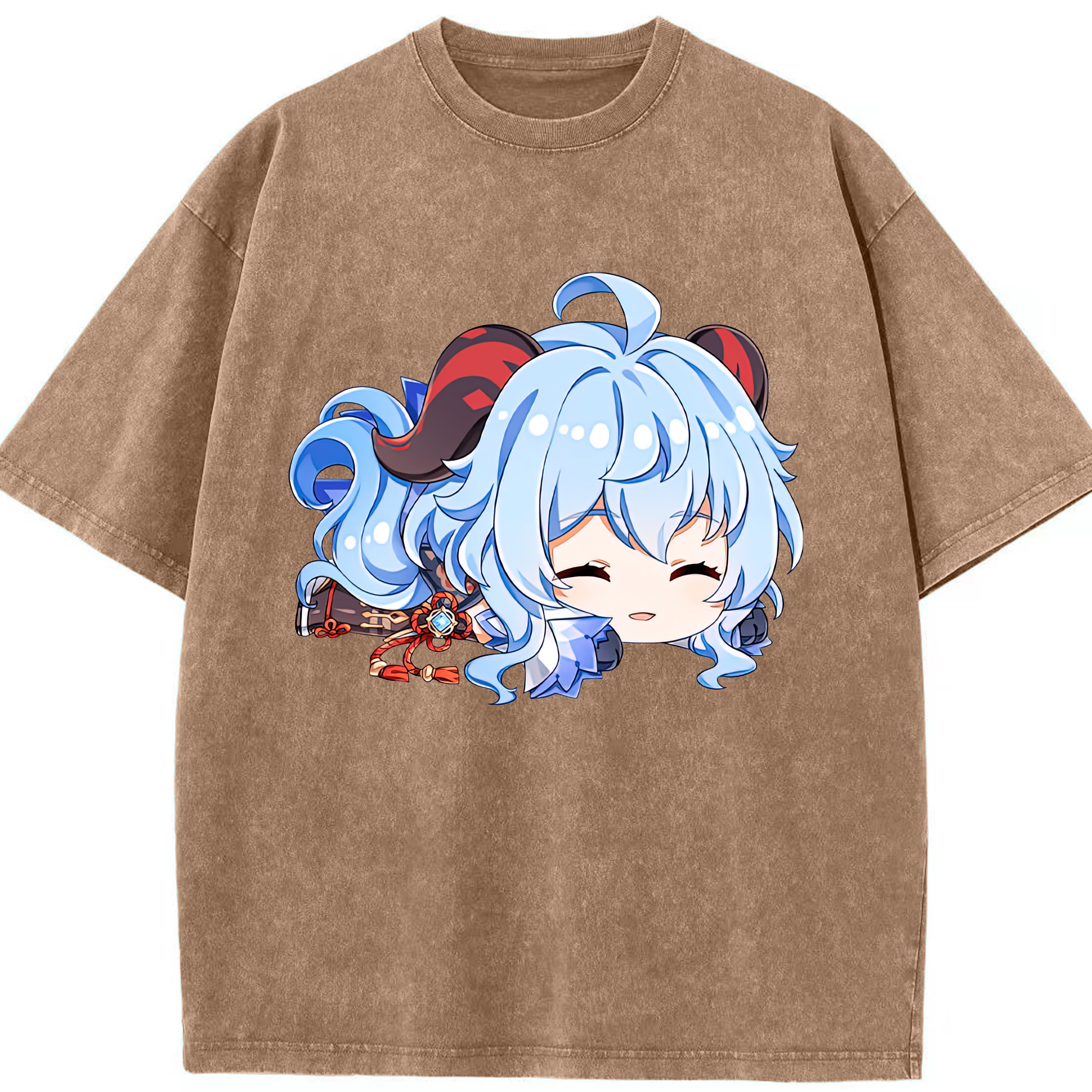 げんし神 甘雨 かんう genshin Ganyu 綿100% ヴィンテージ風 半袖Tシャツ（フロントプリント）