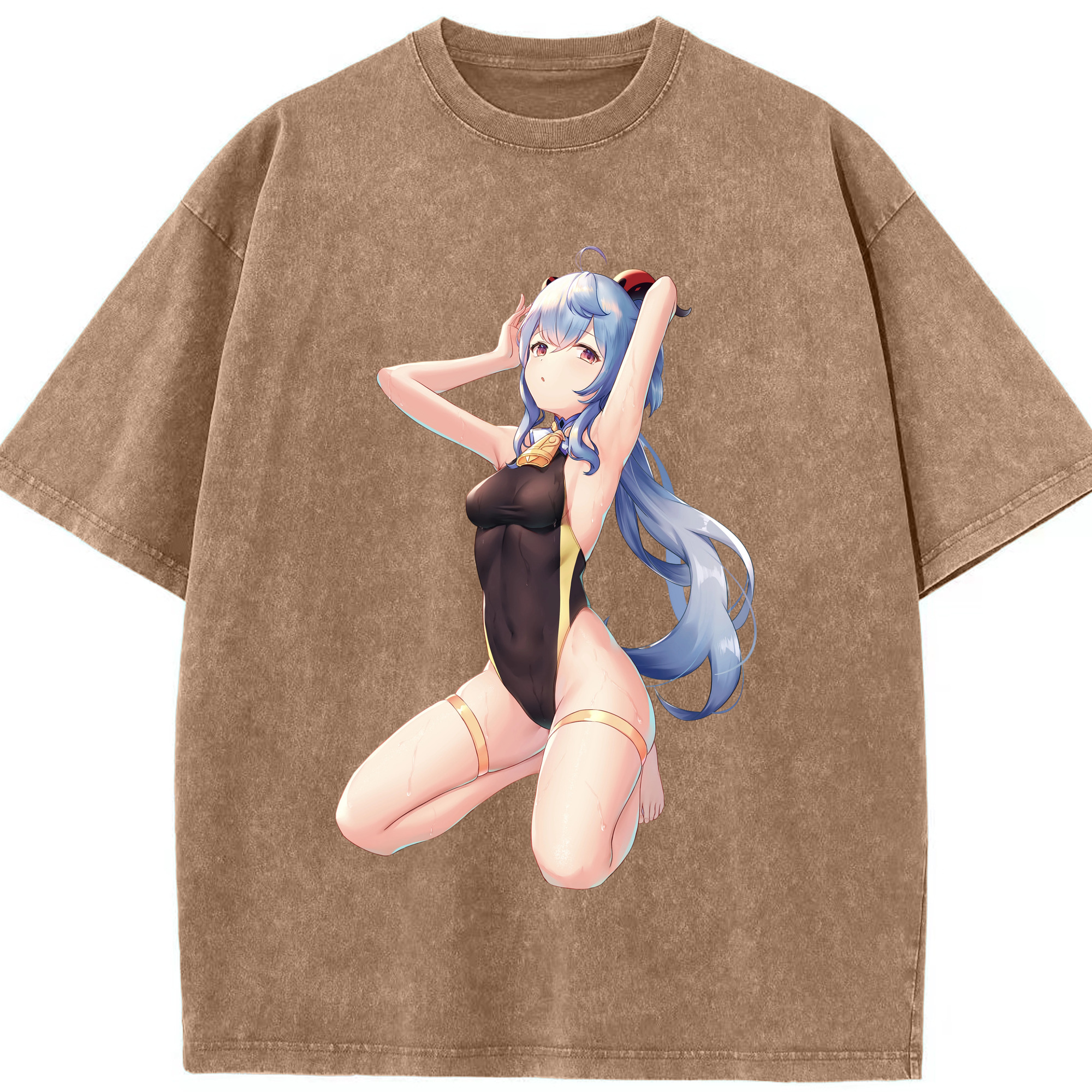 げんし神 甘雨 かんう genshin Ganyu 綿100% ヴィンテージ風 半袖Tシャツ（フロントプリント）