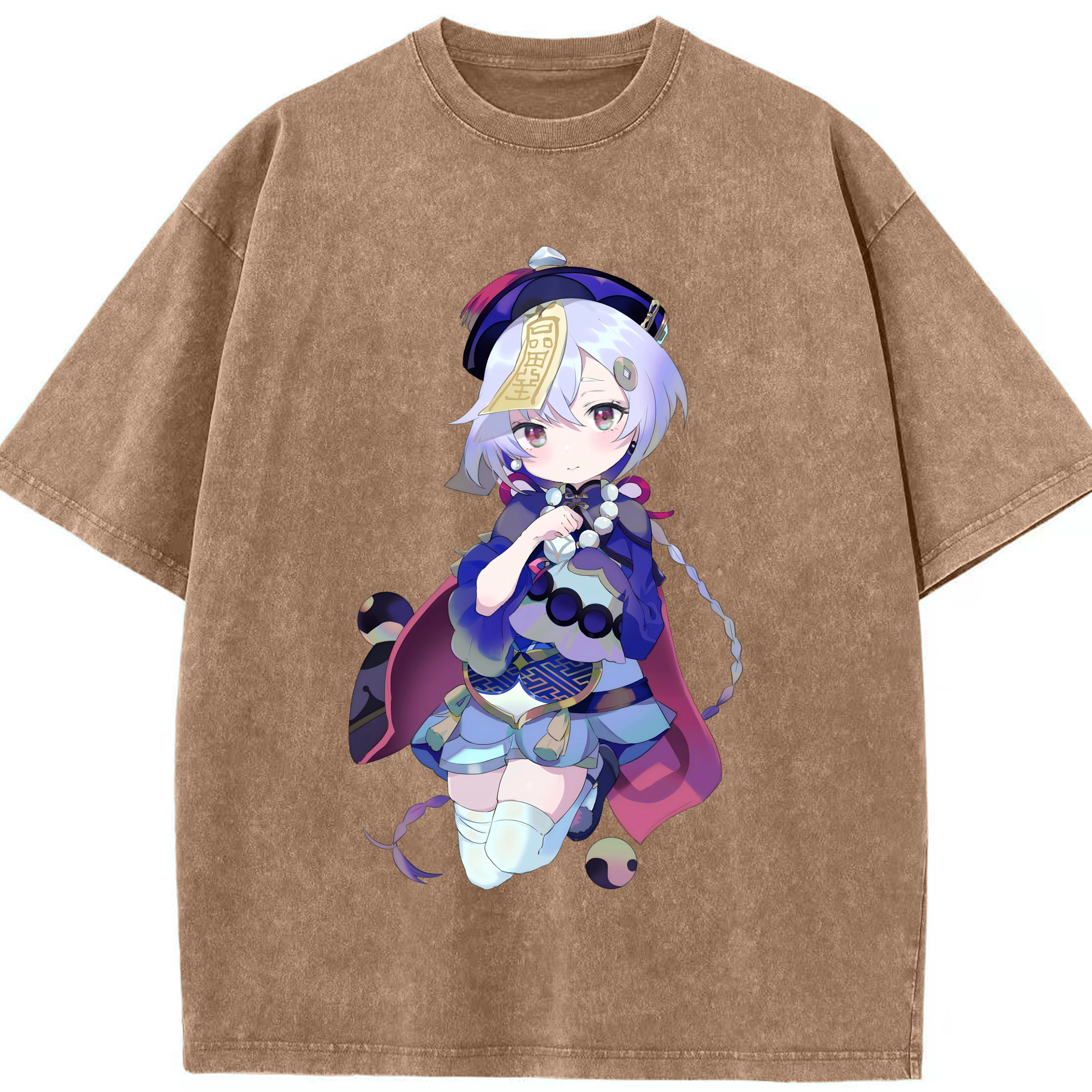 げんし神 七七 なな  genshin Nana 綿100% ヴィンテージ風 半袖Tシャツ（フロントプリント）