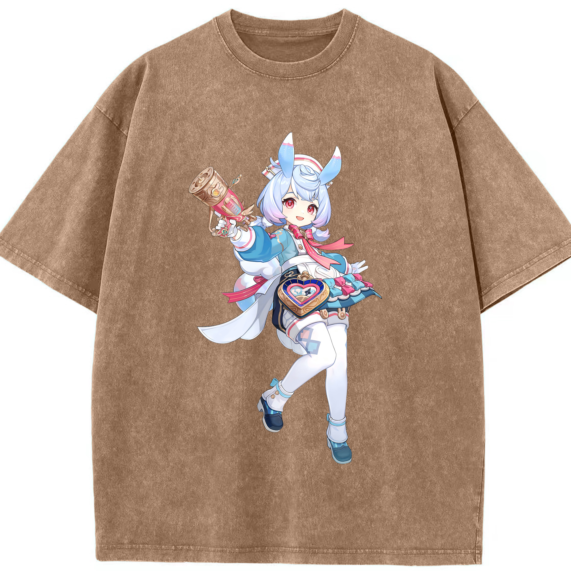 げんし神 シゲウィン genshin Shigewin 綿100% ヴィンテージ風 半袖Tシャツ（フロントプリント）