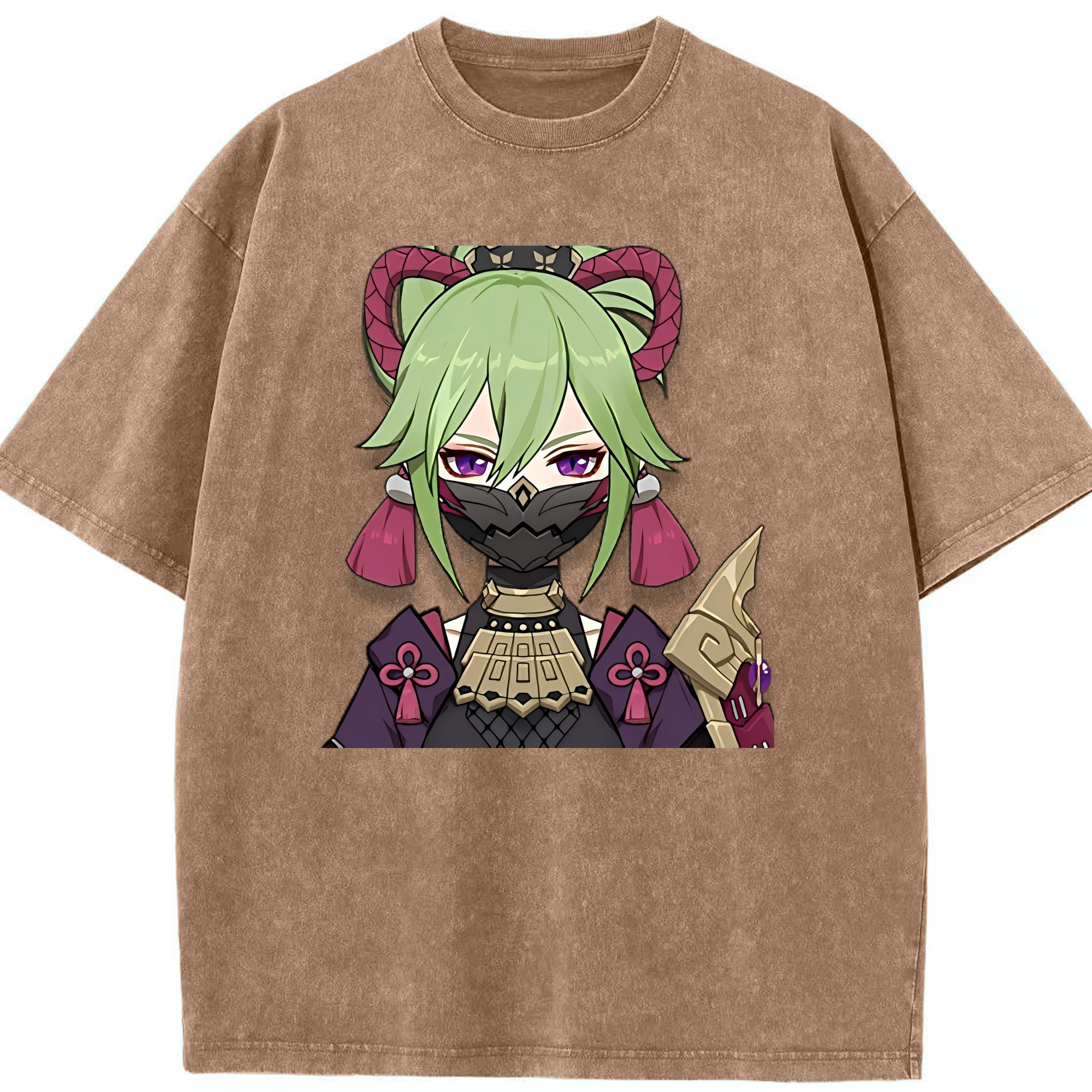 げんし神  久岐忍 くき しのぶ genshin Kuki Shinobu 綿100% ヴィンテージ風 半袖Tシャツ（フロントプリント）
