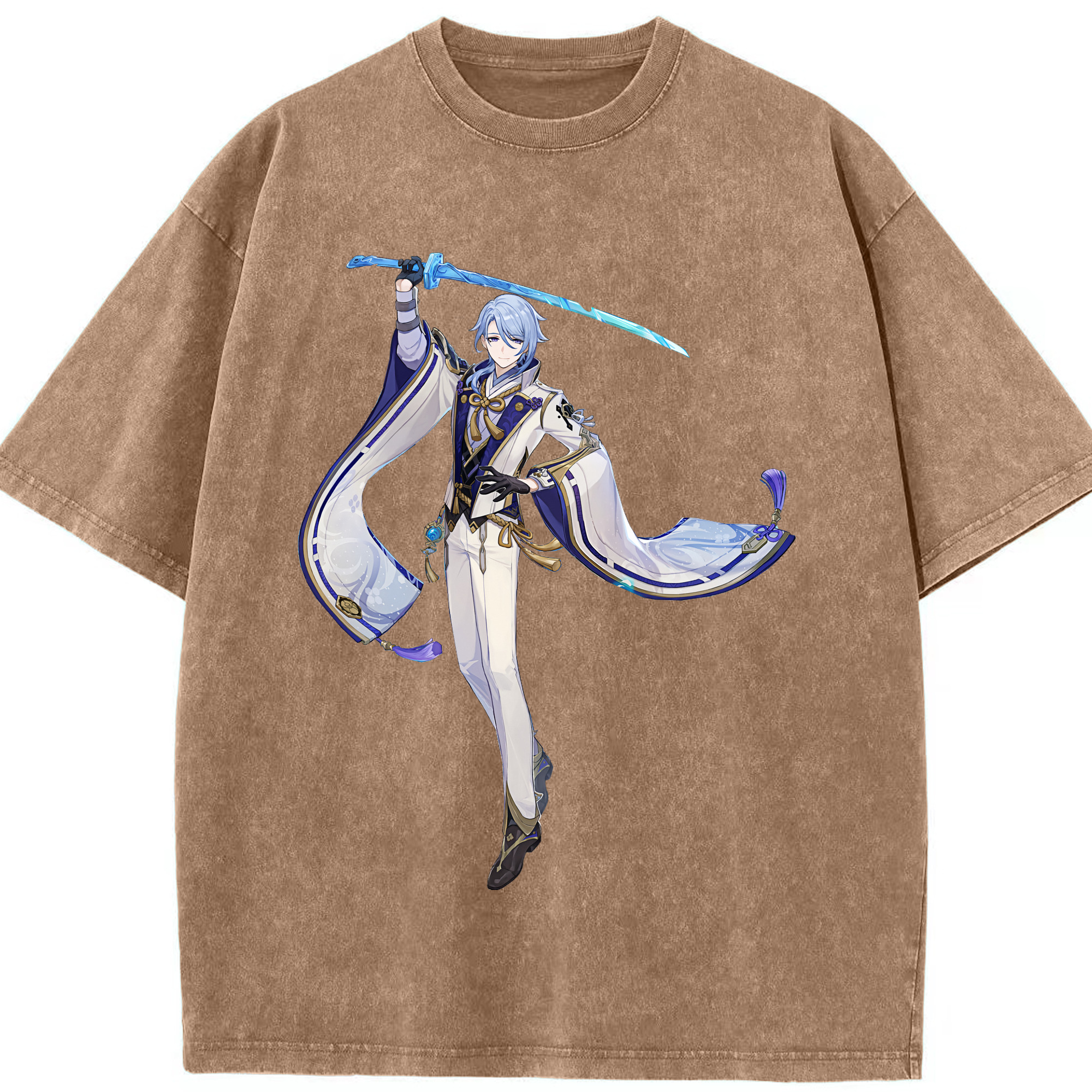 げんし神 神里綾人 かみさとあやと genshin Kamisato Ayato 綿100% ヴィンテージ風 半袖Tシャツ（フロントプリント）