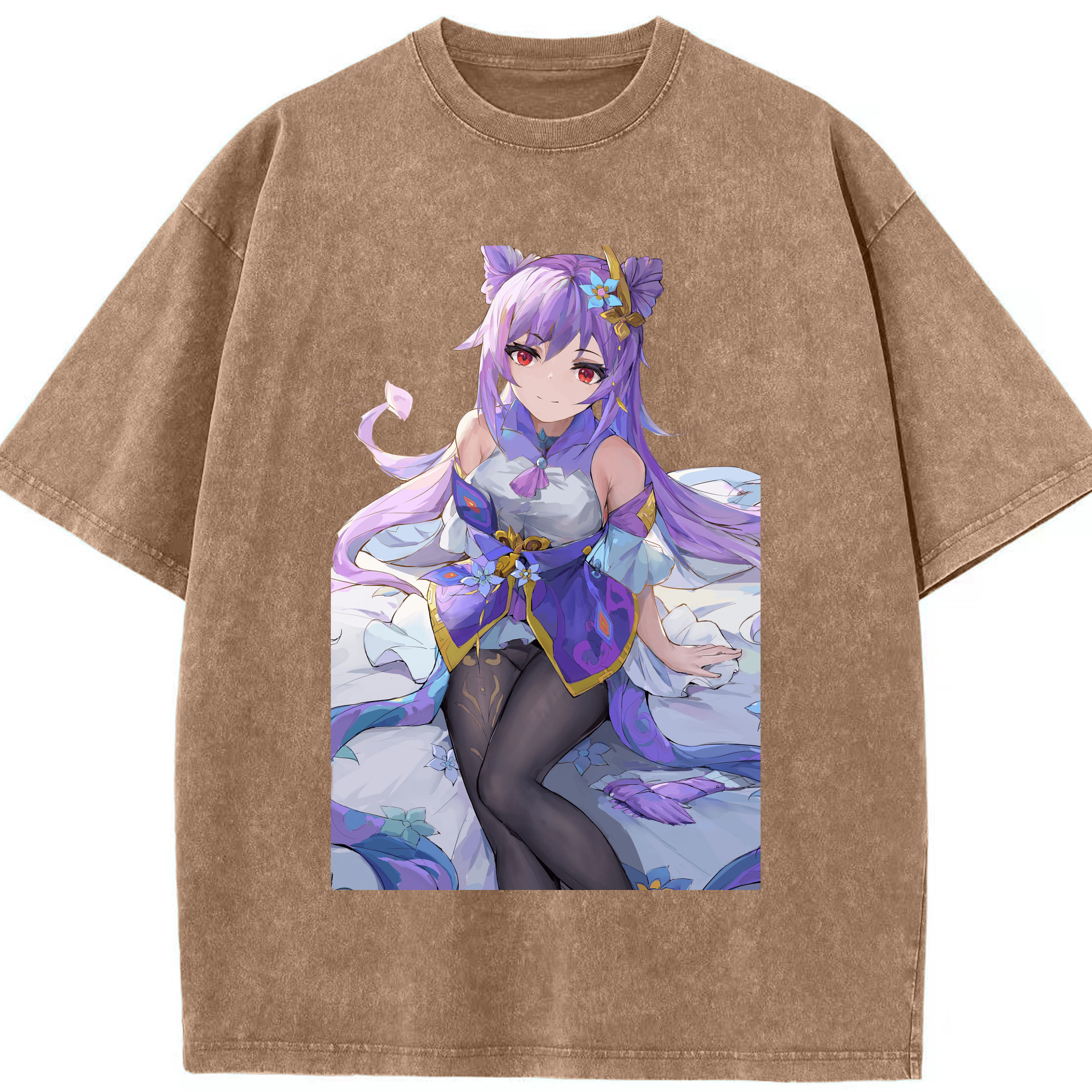 げんし神 刻晴 こくせい genshin Kokusei 綿100% ヴィンテージ風 半袖Tシャツ（フロントプリント）