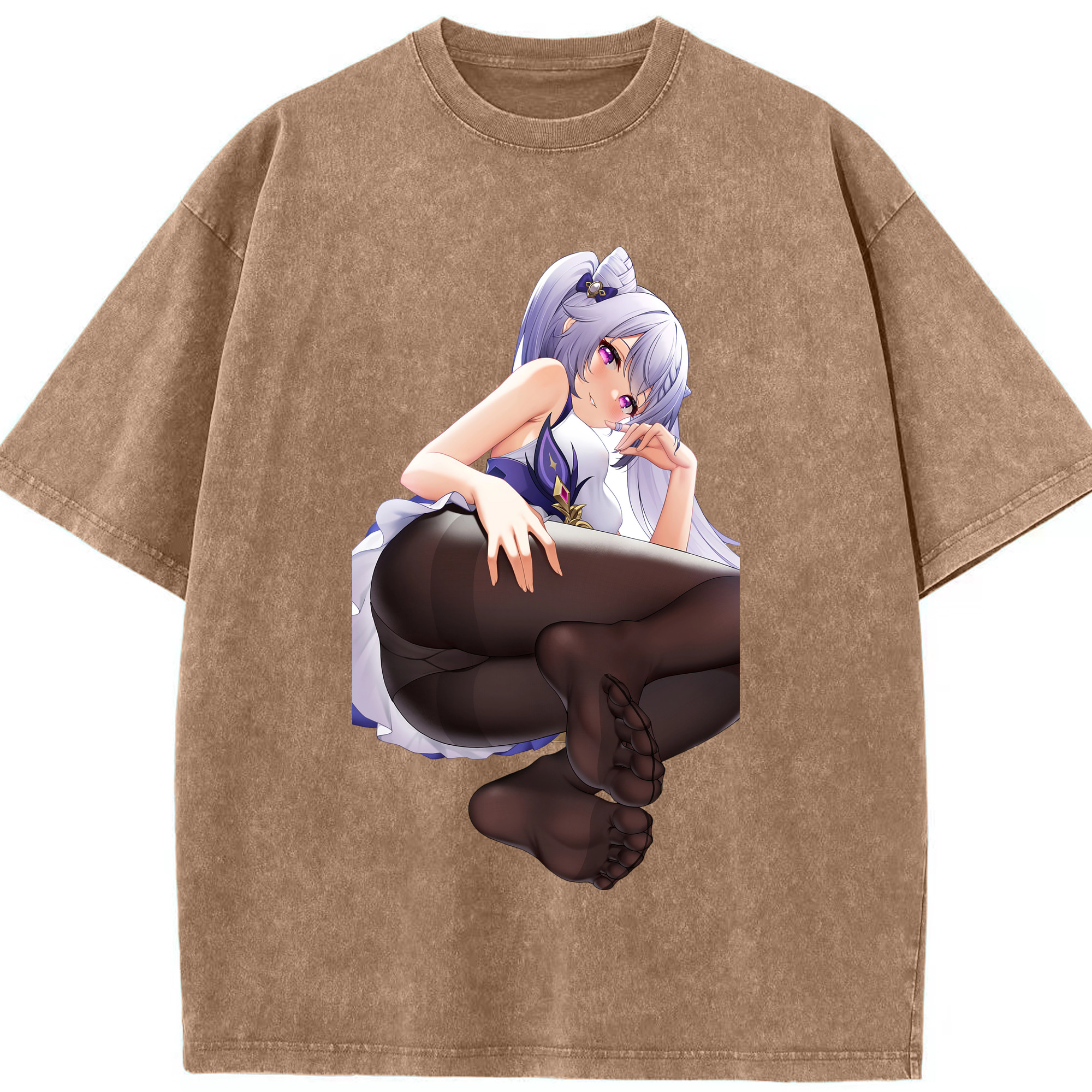 げんし神 刻晴 こくせい genshin Kokusei 綿100% ヴィンテージ風 半袖Tシャツ（フロントプリント）