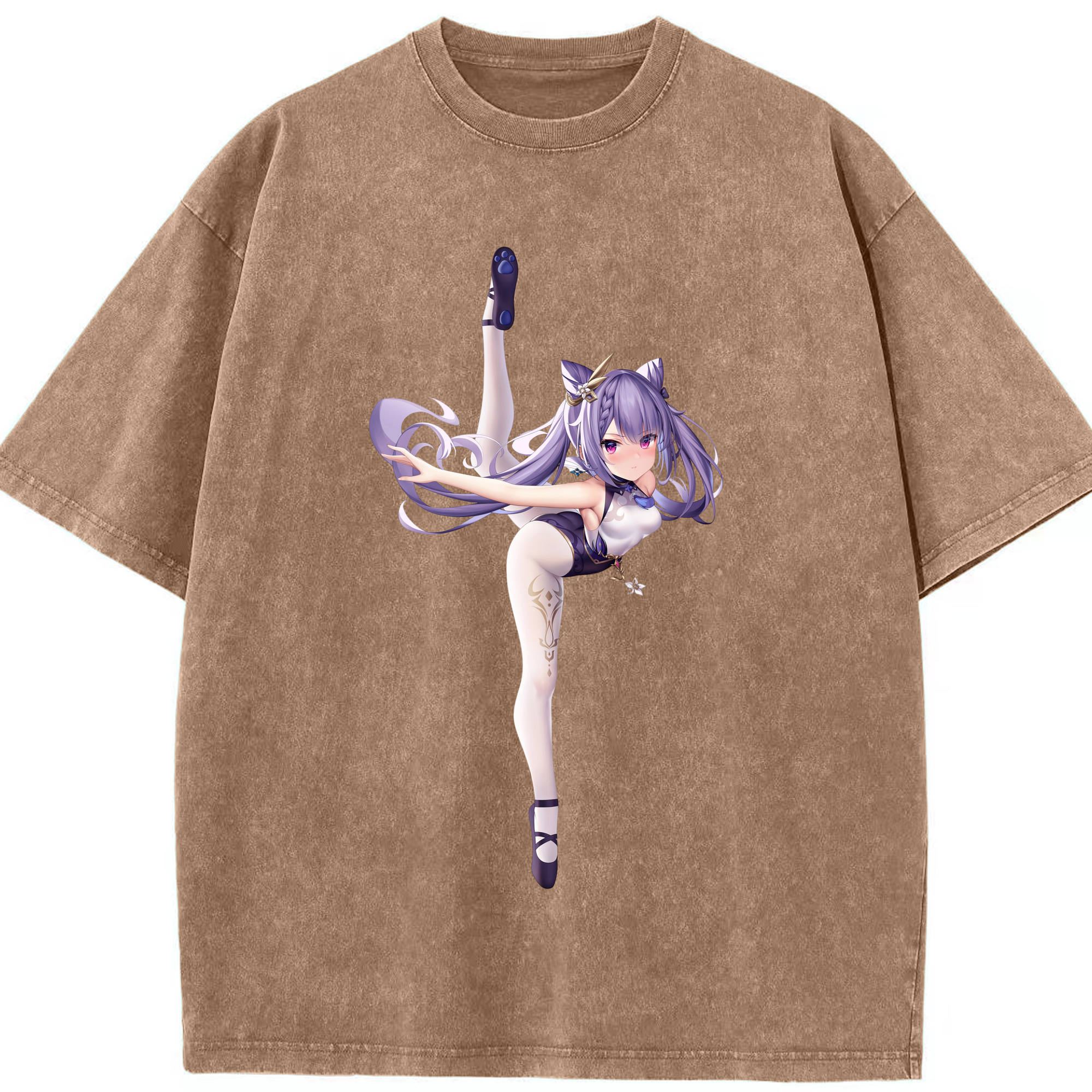 げんし神 刻晴 こくせい genshin Kokusei 綿100% ヴィンテージ風 半袖Tシャツ（フロントプリント）