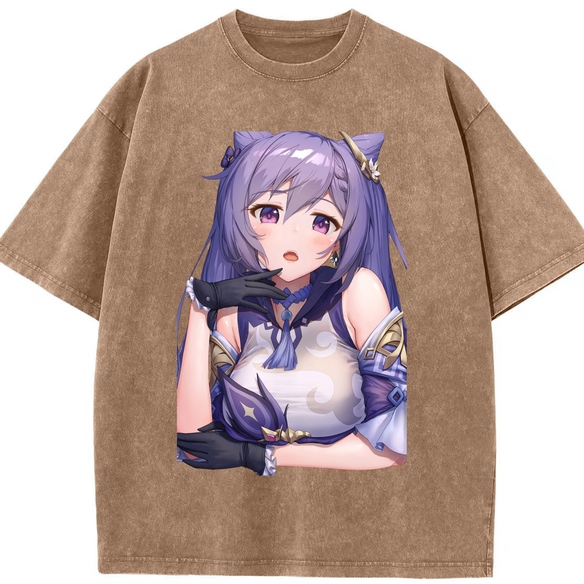 げんし神 刻晴 こくせい genshin Kokusei 綿100% ヴィンテージ風 半袖Tシャツ（フロントプリント）