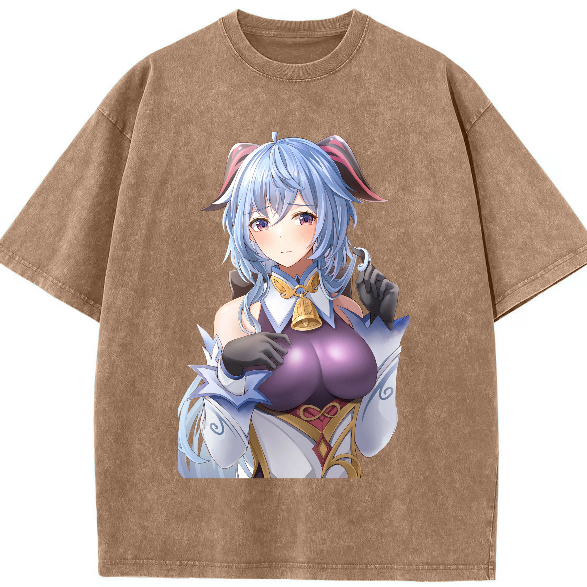 げんし神 甘雨 かんう genshin Ganyu 綿100% ヴィンテージ風 半袖Tシャツ（フロントプリント）