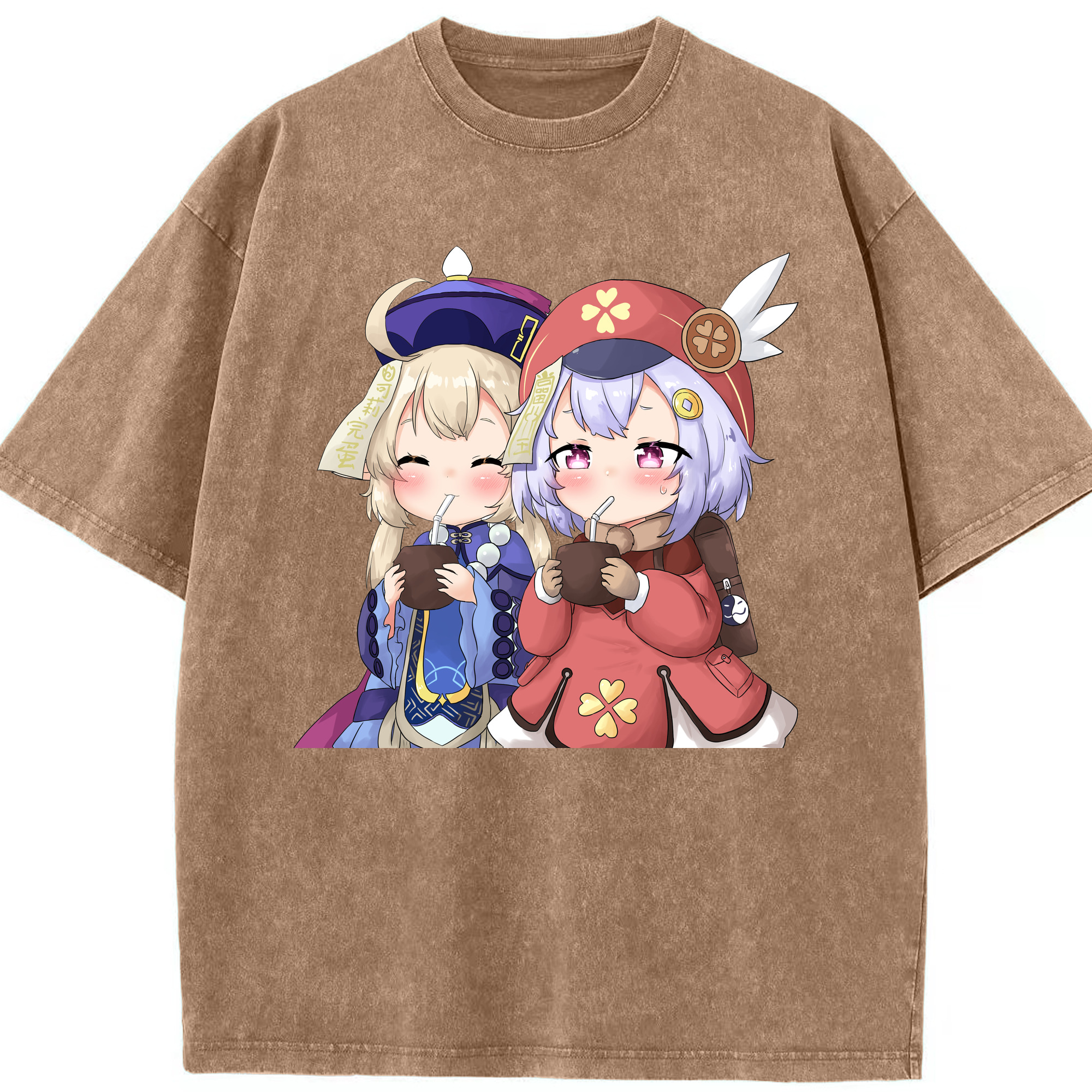 げんし神 七七 なな  genshin Nana 綿100% ヴィンテージ風 半袖Tシャツ（フロントプリント）