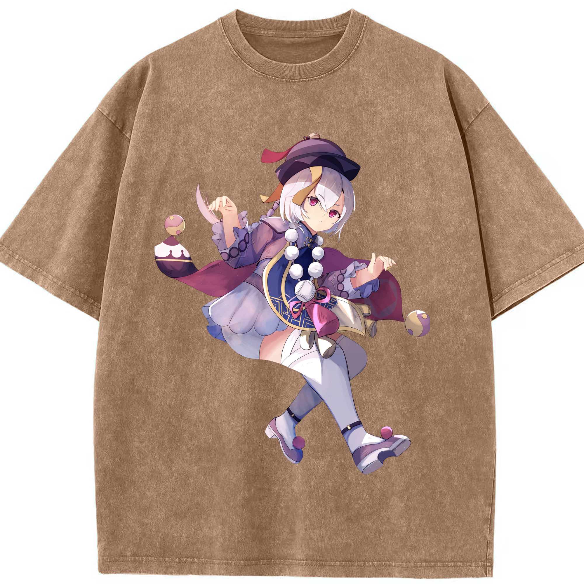 げんし神 七七 なな  genshin Nana 綿100% ヴィンテージ風 半袖Tシャツ（フロントプリント）