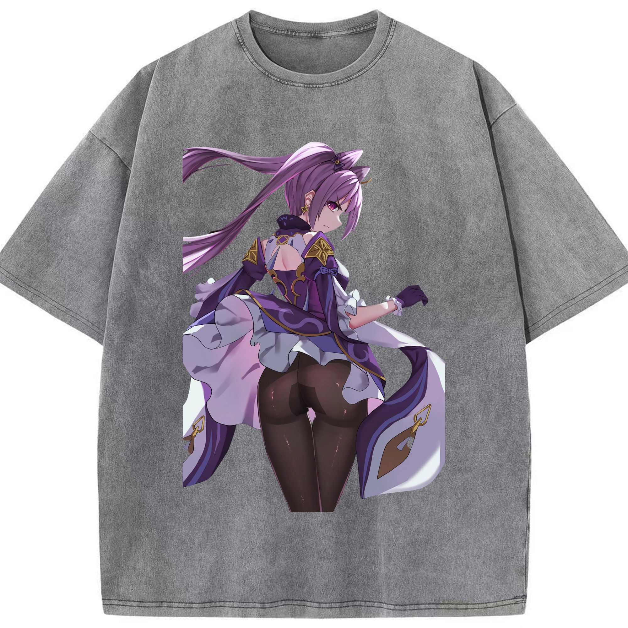げんし神 刻晴 こくせい genshin Kokusei 綿100% ヴィンテージ風 半袖Tシャツ（フロントプリント）