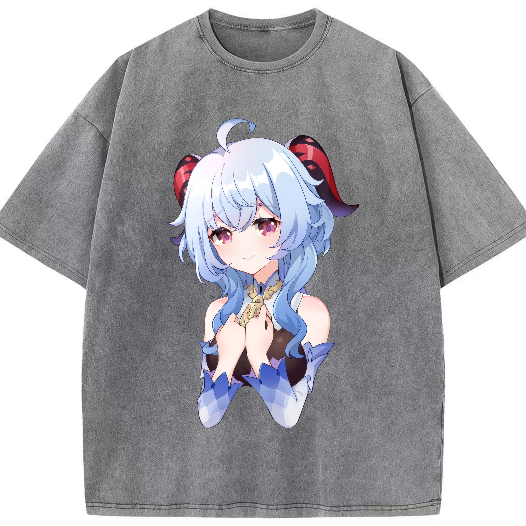 げんし神 甘雨 かんう genshin Ganyu 綿100% ヴィンテージ風 半袖Tシャツ（フロントプリント）