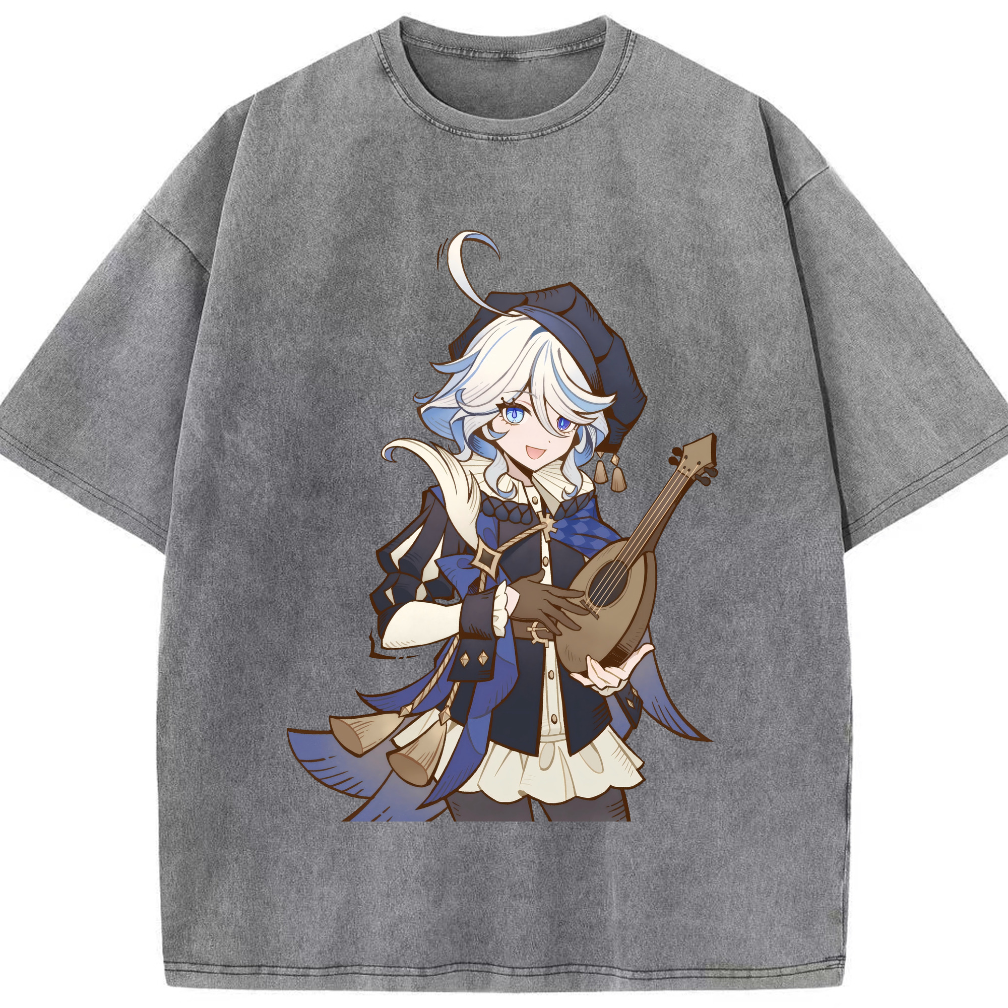 げんし神 フリーナ genshin Furina 綿100% ヴィンテージ風 半袖Tシャツ（フロントプリント）