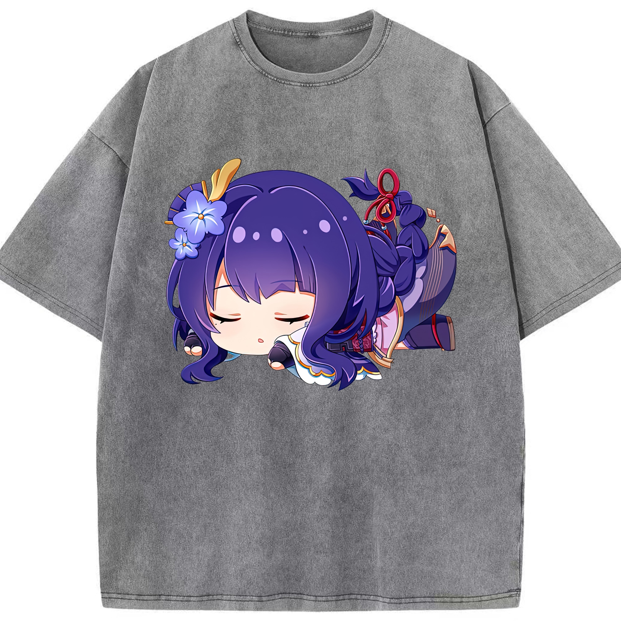 げんし神 雷電将軍 らいでんしょうぐん genshin Raiden Shogun 綿100% ヴィンテージ風 半袖Tシャツ（フロントプリント）