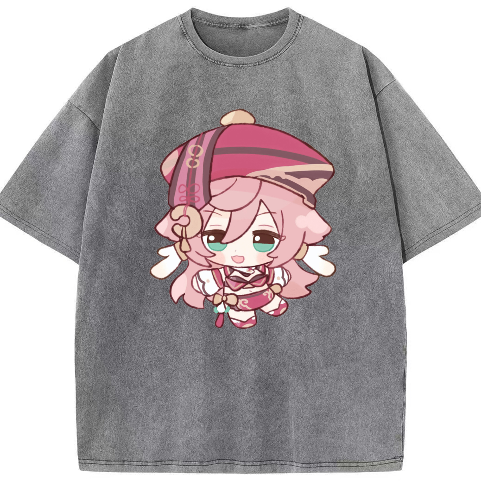 げんし神 ヤンフェイ genshin Yanfei 綿100% ヴィンテージ風 半袖Tシャツ（フロントプリント）