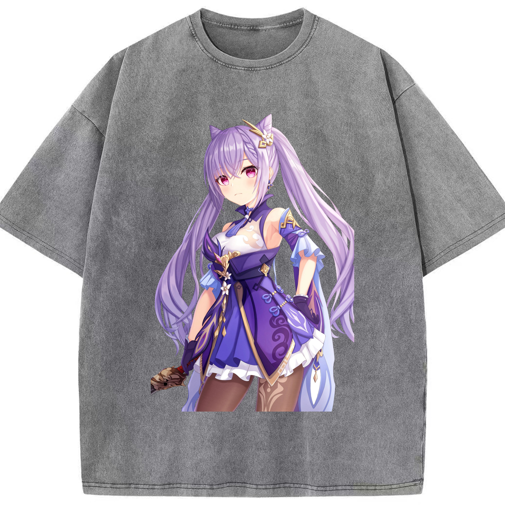 げんし神 刻晴 こくせい genshin Kokusei 綿100% ヴィンテージ風 半袖Tシャツ（フロントプリント）