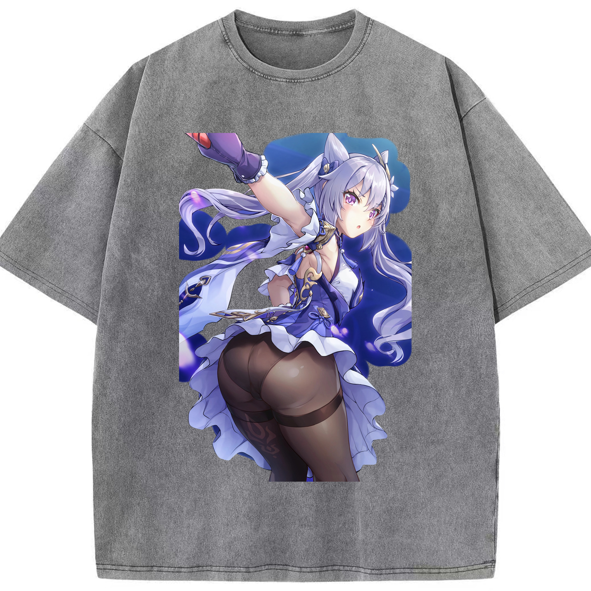 げんし神 刻晴 こくせい genshin Kokusei 綿100% ヴィンテージ風 半袖Tシャツ（フロントプリント）