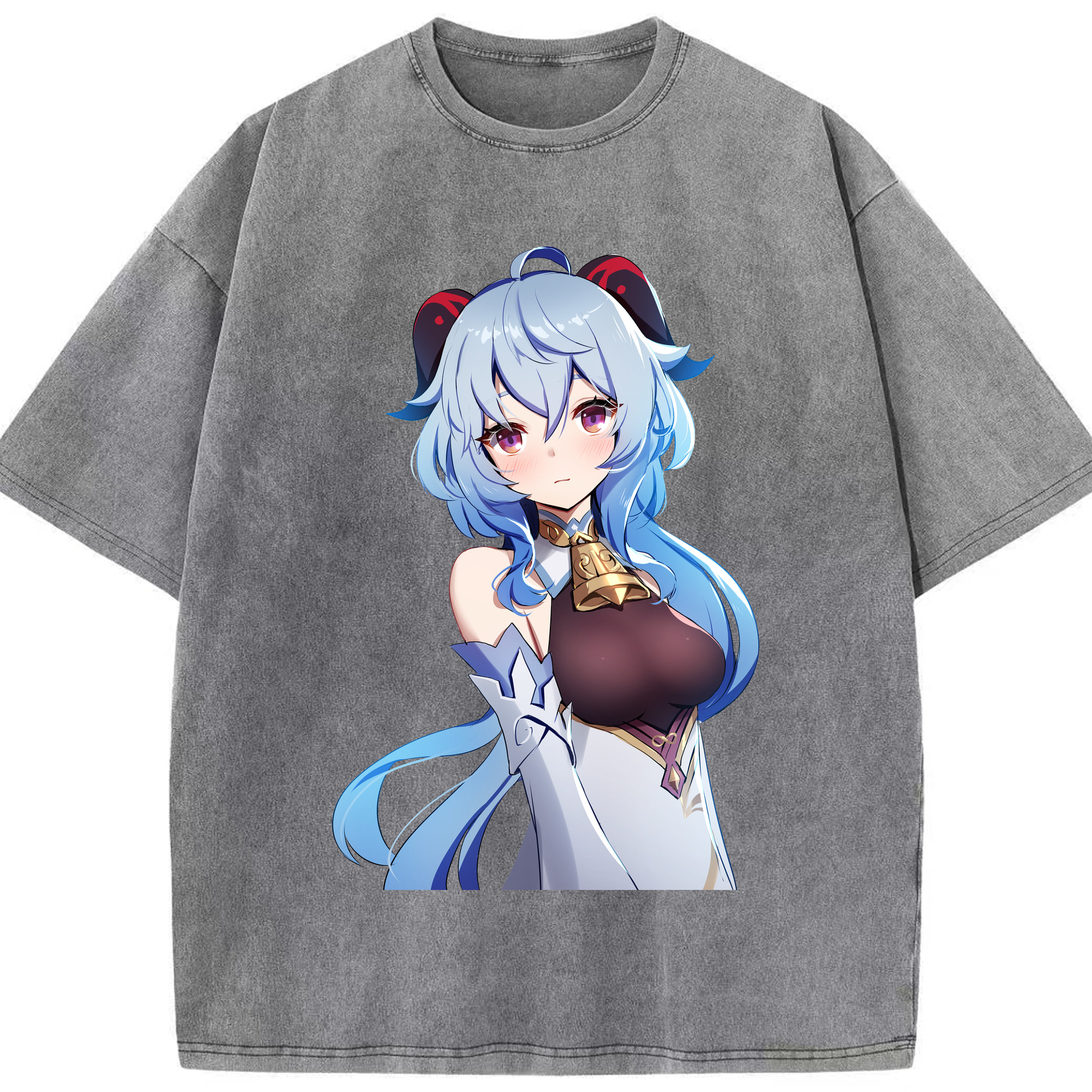 げんし神 甘雨 かんう genshin Ganyu 綿100% ヴィンテージ風 半袖Tシャツ（フロントプリント）