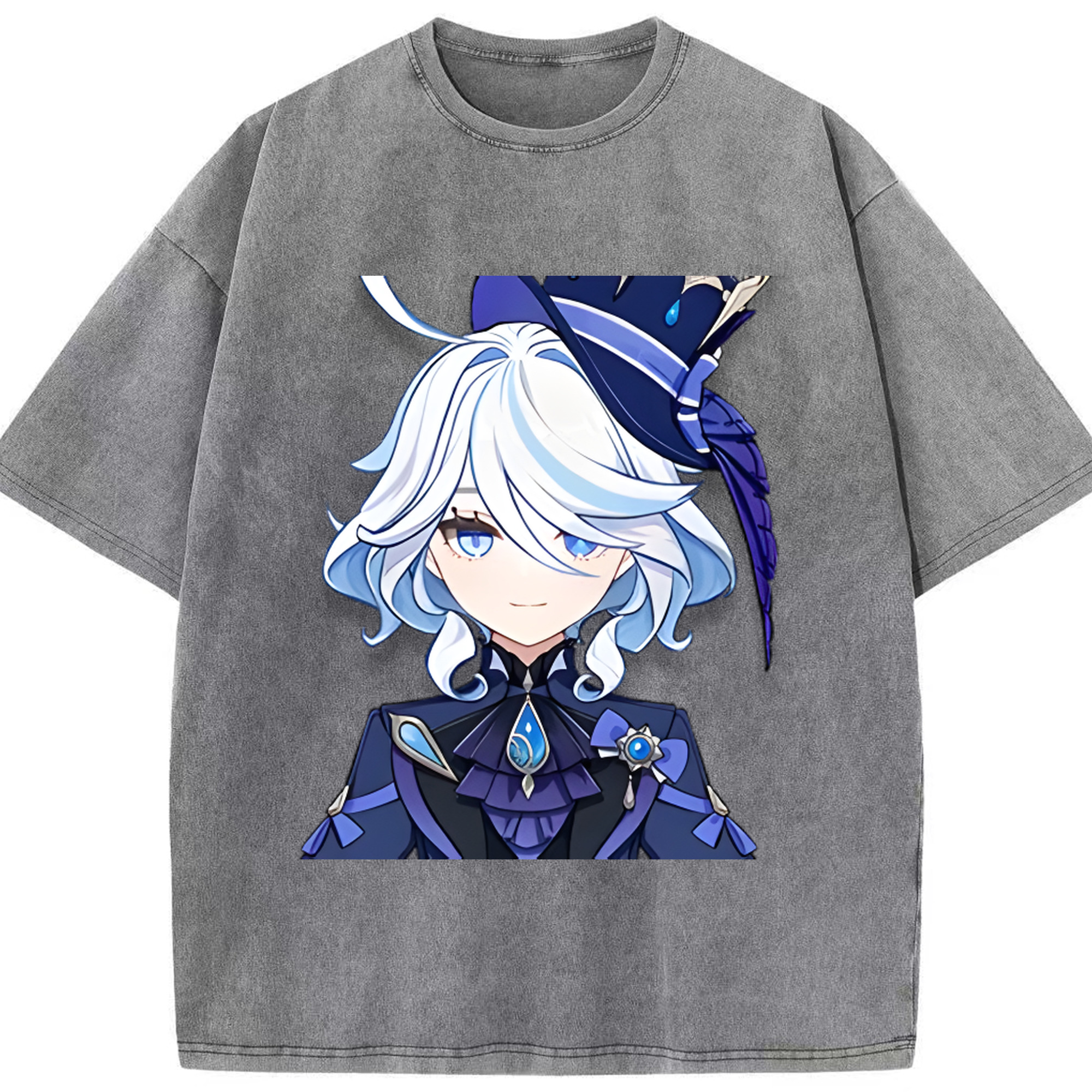 げんし神 フリーナ genshin Furina 綿100% ヴィンテージ風 半袖Tシャツ（フロントプリント）