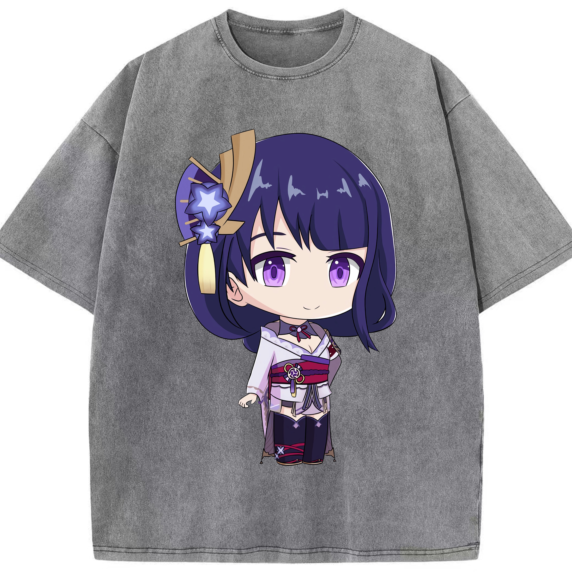 げんし神 雷電将軍 らいでんしょうぐん genshin Raiden Shogun 綿100% ヴィンテージ風 半袖Tシャツ（フロントプリント）