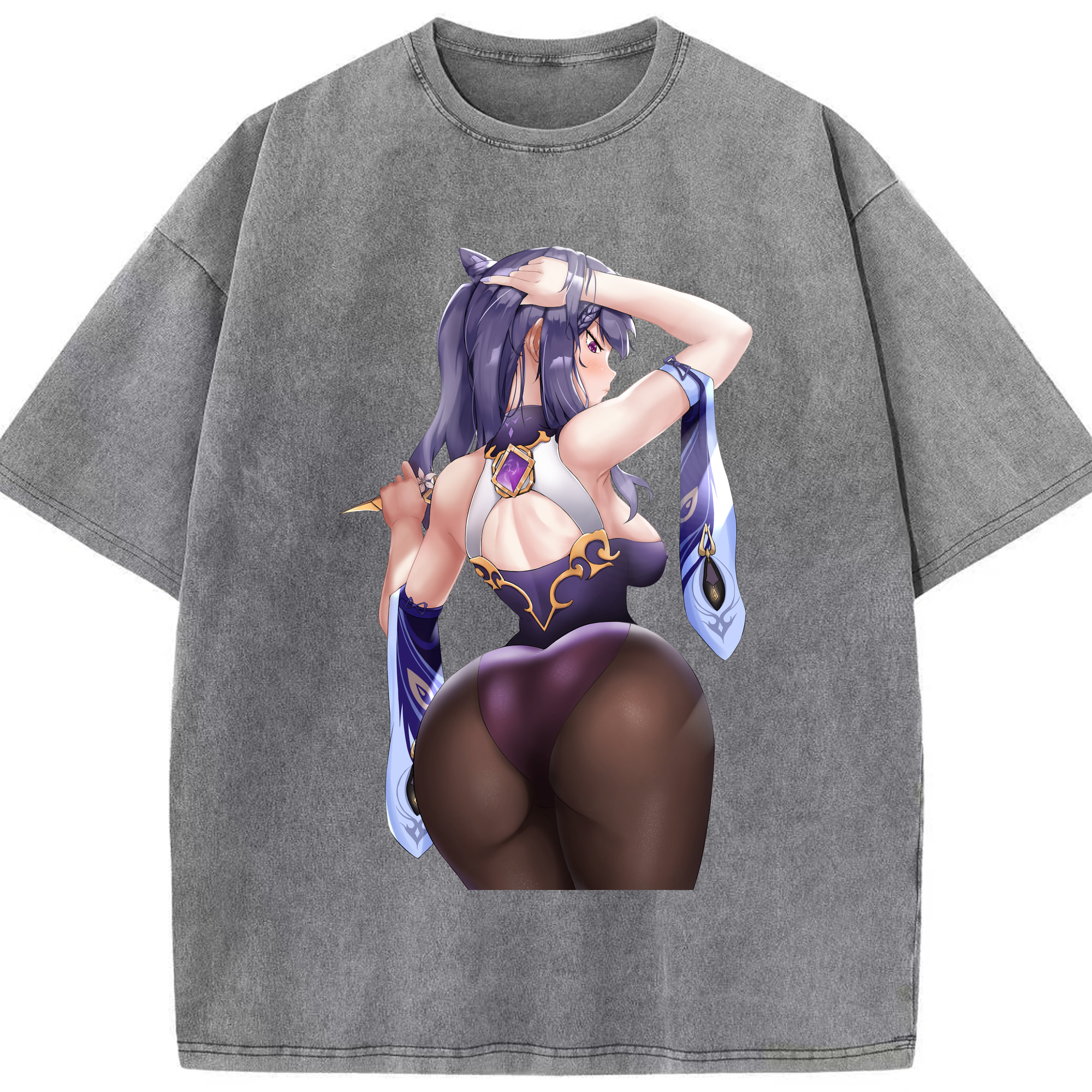げんし神 刻晴 こくせい genshin Kokusei 綿100% ヴィンテージ風 半袖Tシャツ（フロントプリント）