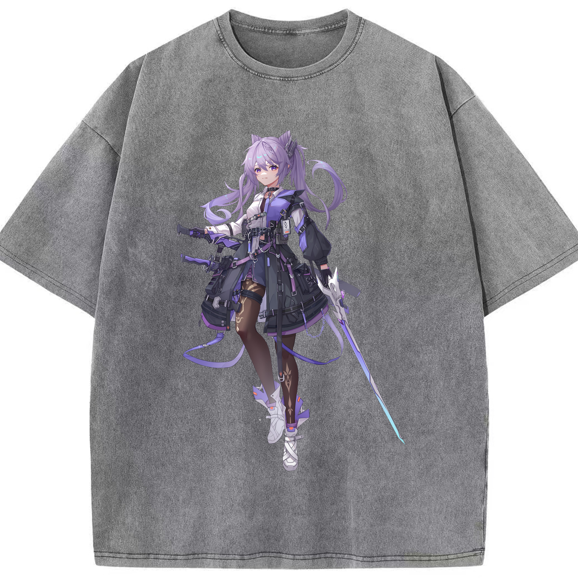 げんし神 刻晴 こくせい genshin Kokusei 綿100% ヴィンテージ風 半袖Tシャツ（フロントプリント）