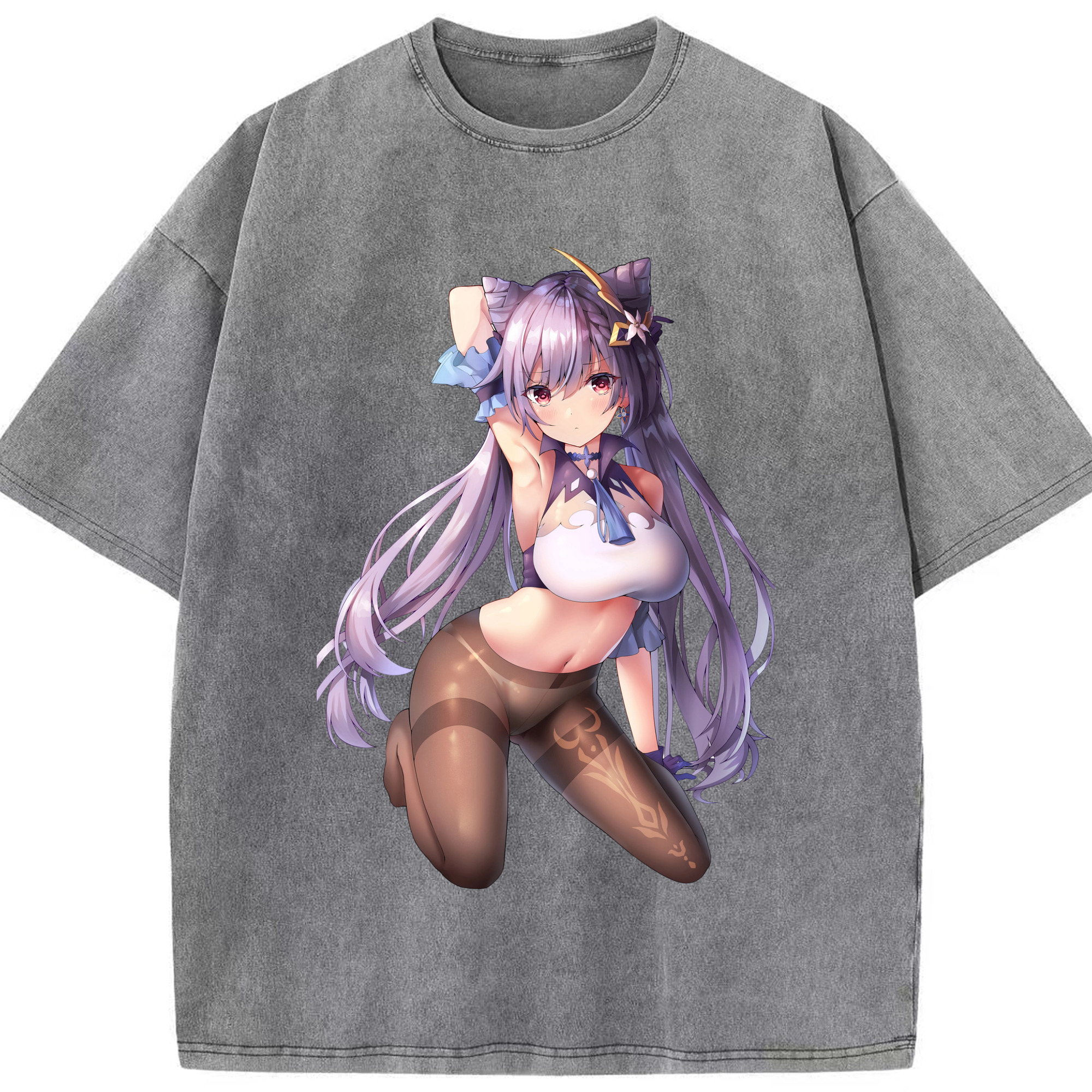 げんし神 刻晴 こくせい genshin Kokusei 綿100% ヴィンテージ風 半袖Tシャツ（フロントプリント）