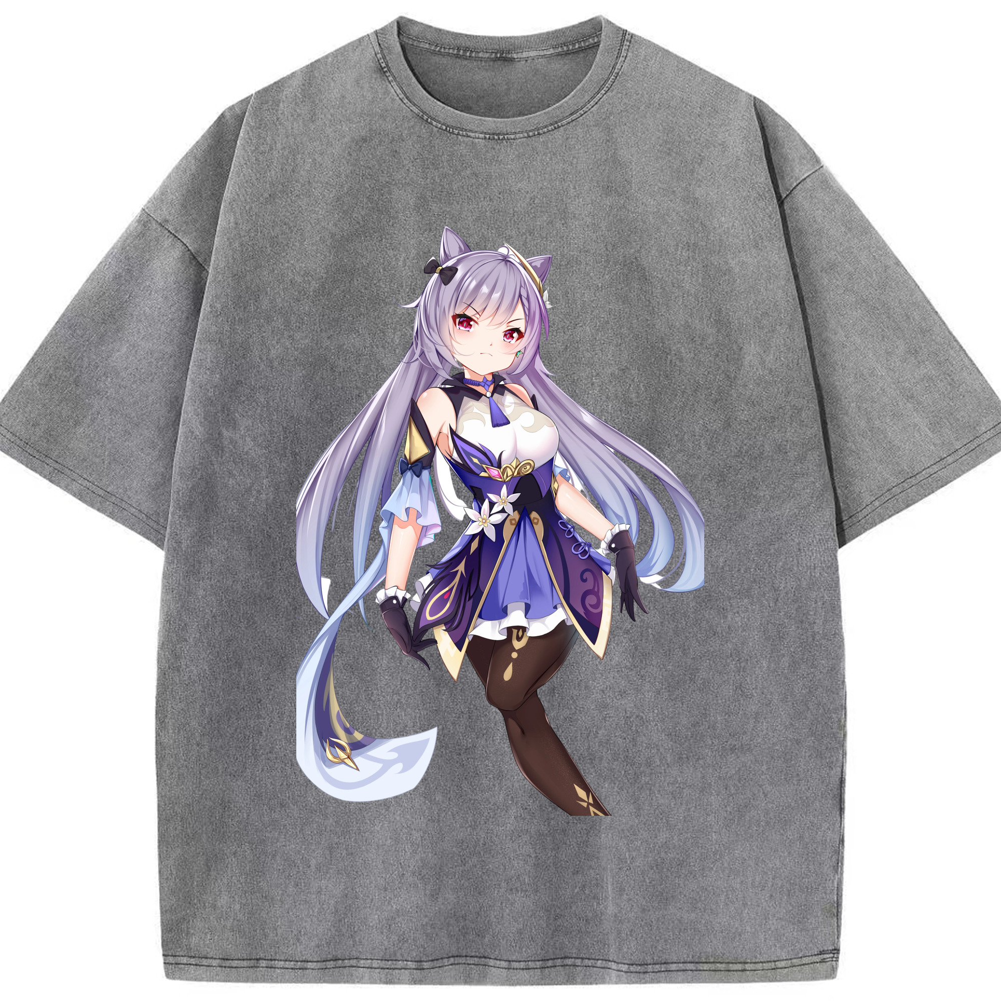 げんし神 刻晴 こくせい genshin Kokusei 綿100% ヴィンテージ風 半袖Tシャツ（フロントプリント）