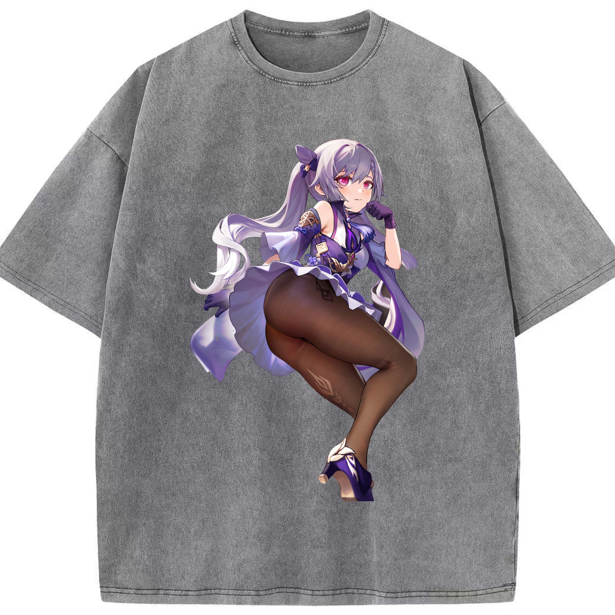 げんし神 刻晴 こくせい genshin Kokusei 綿100% ヴィンテージ風 半袖Tシャツ（フロントプリント）