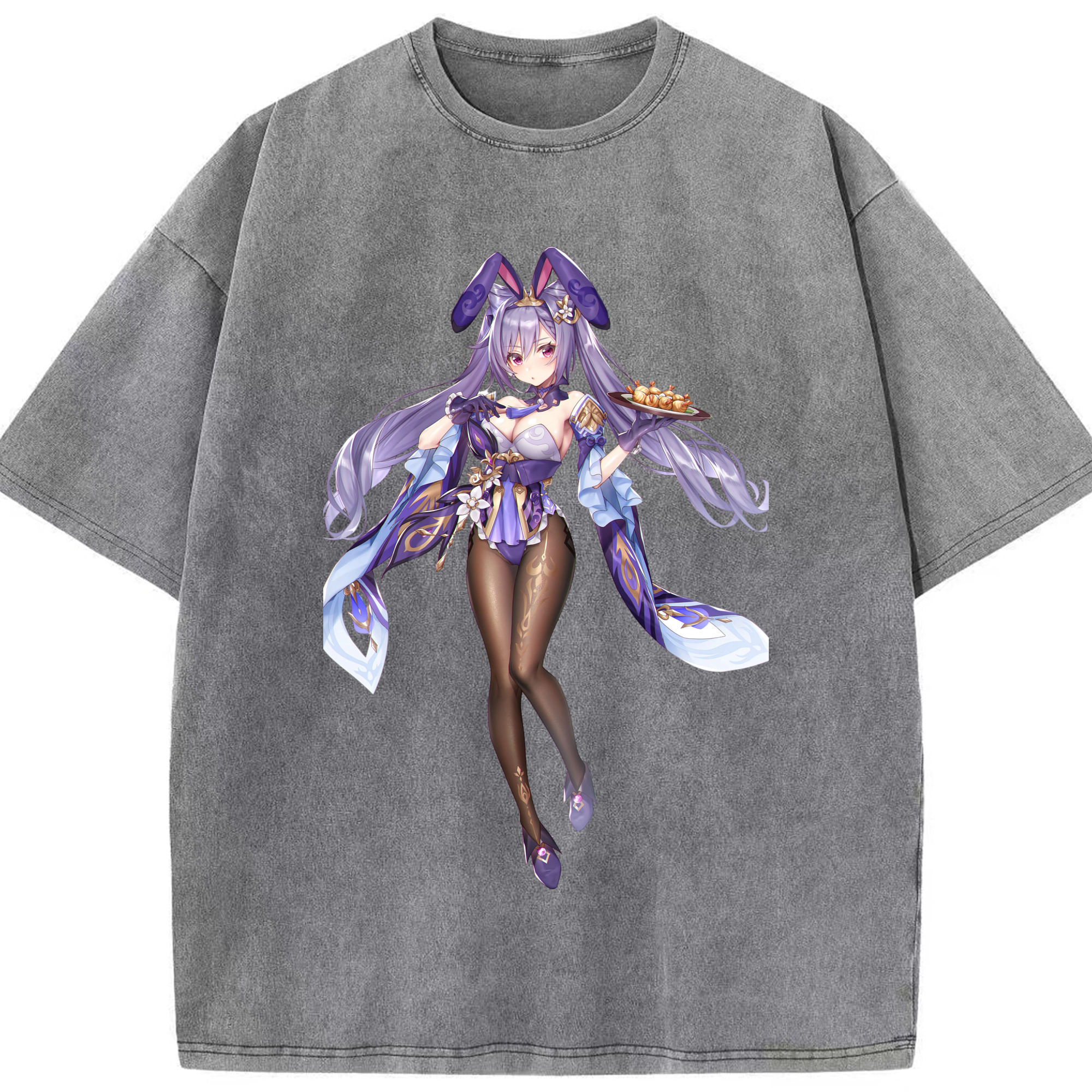 げんし神 刻晴 こくせい genshin Kokusei 綿100% ヴィンテージ風 半袖Tシャツ（フロントプリント）