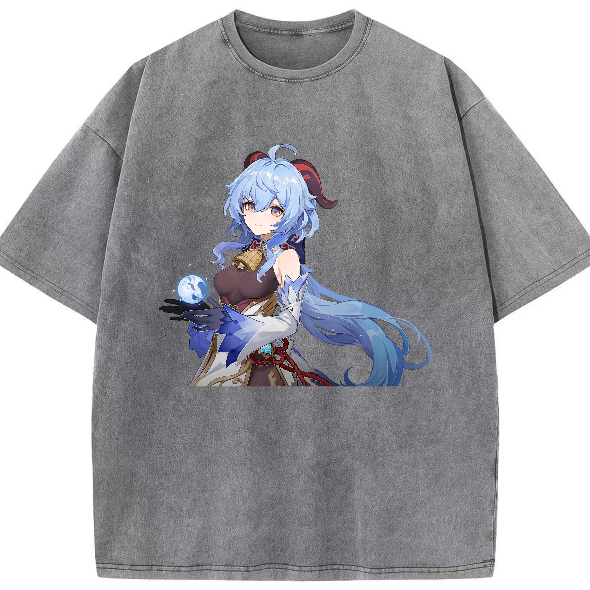げんし神 甘雨 かんう genshin Ganyu 綿100% ヴィンテージ風 半袖Tシャツ（フロントプリント）