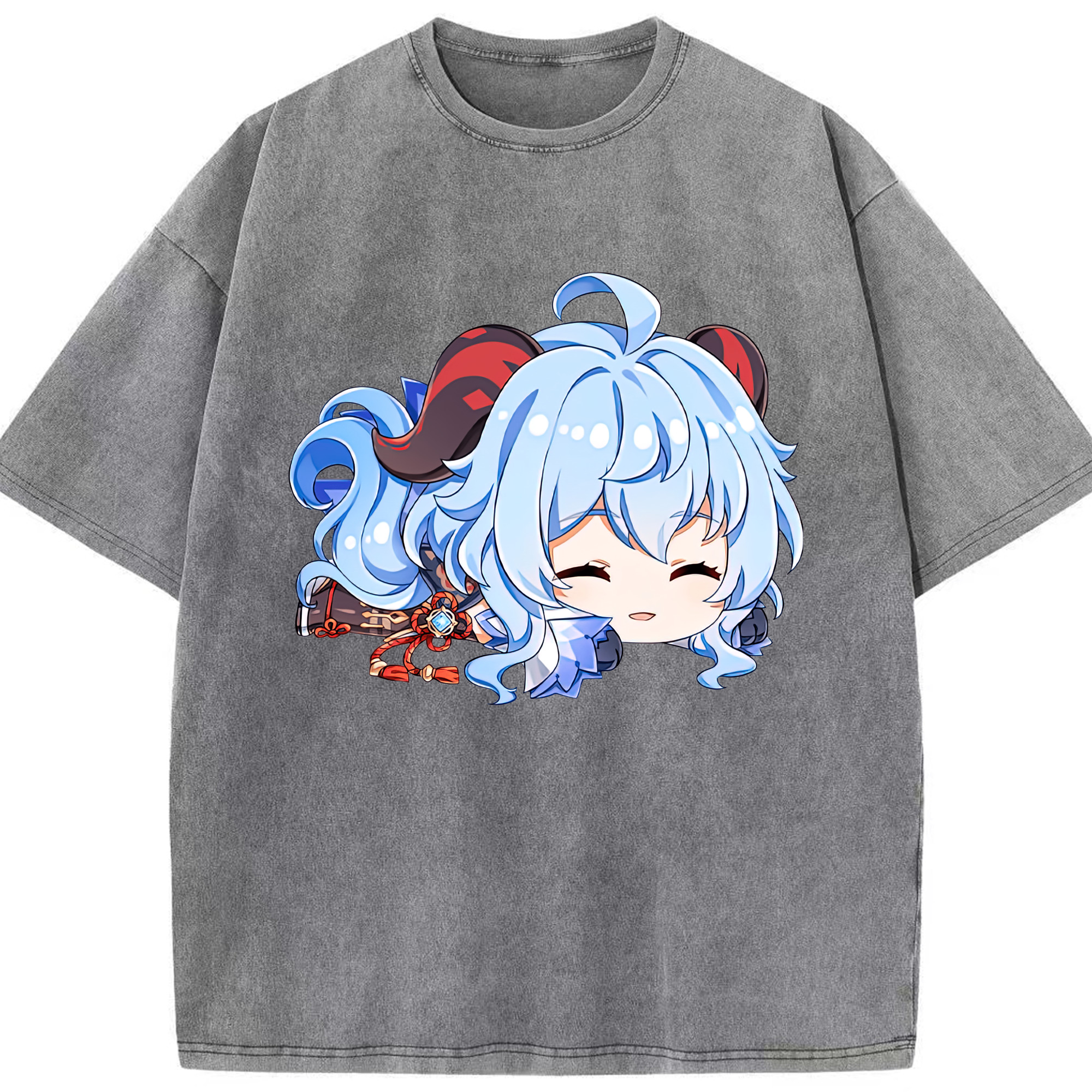 げんし神 甘雨 かんう genshin Ganyu 綿100% ヴィンテージ風 半袖Tシャツ（フロントプリント）