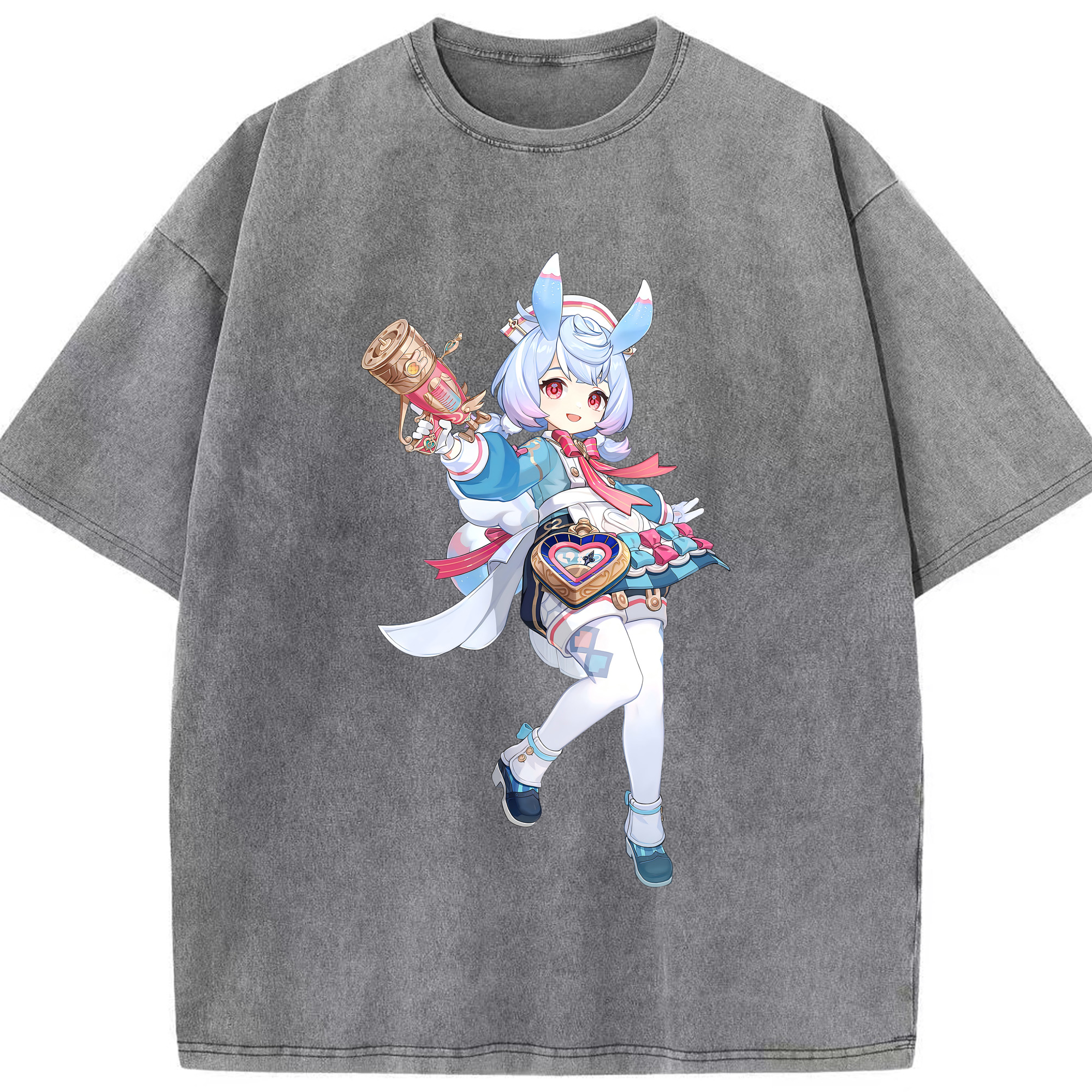 げんし神 シゲウィン genshin Shigewin 綿100% ヴィンテージ風 半袖Tシャツ（フロントプリント）