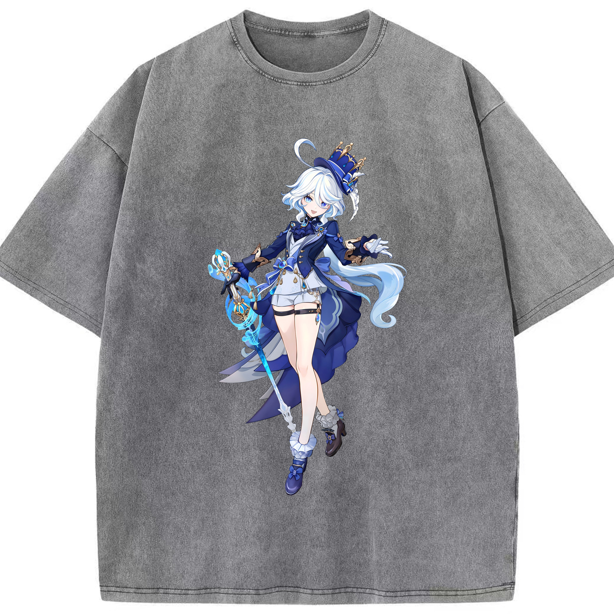 げんし神 フリーナ genshin Furina 綿100% ヴィンテージ風 半袖Tシャツ（フロントプリント）