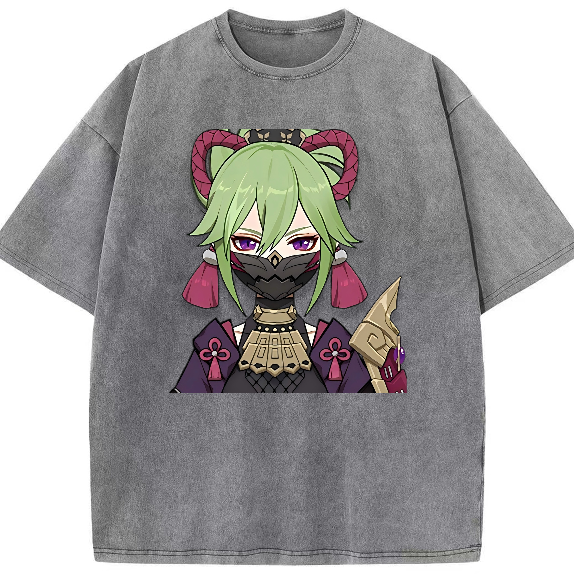 げんし神  久岐忍 くき しのぶ genshin Kuki Shinobu 綿100% ヴィンテージ風 半袖Tシャツ（フロントプリント）