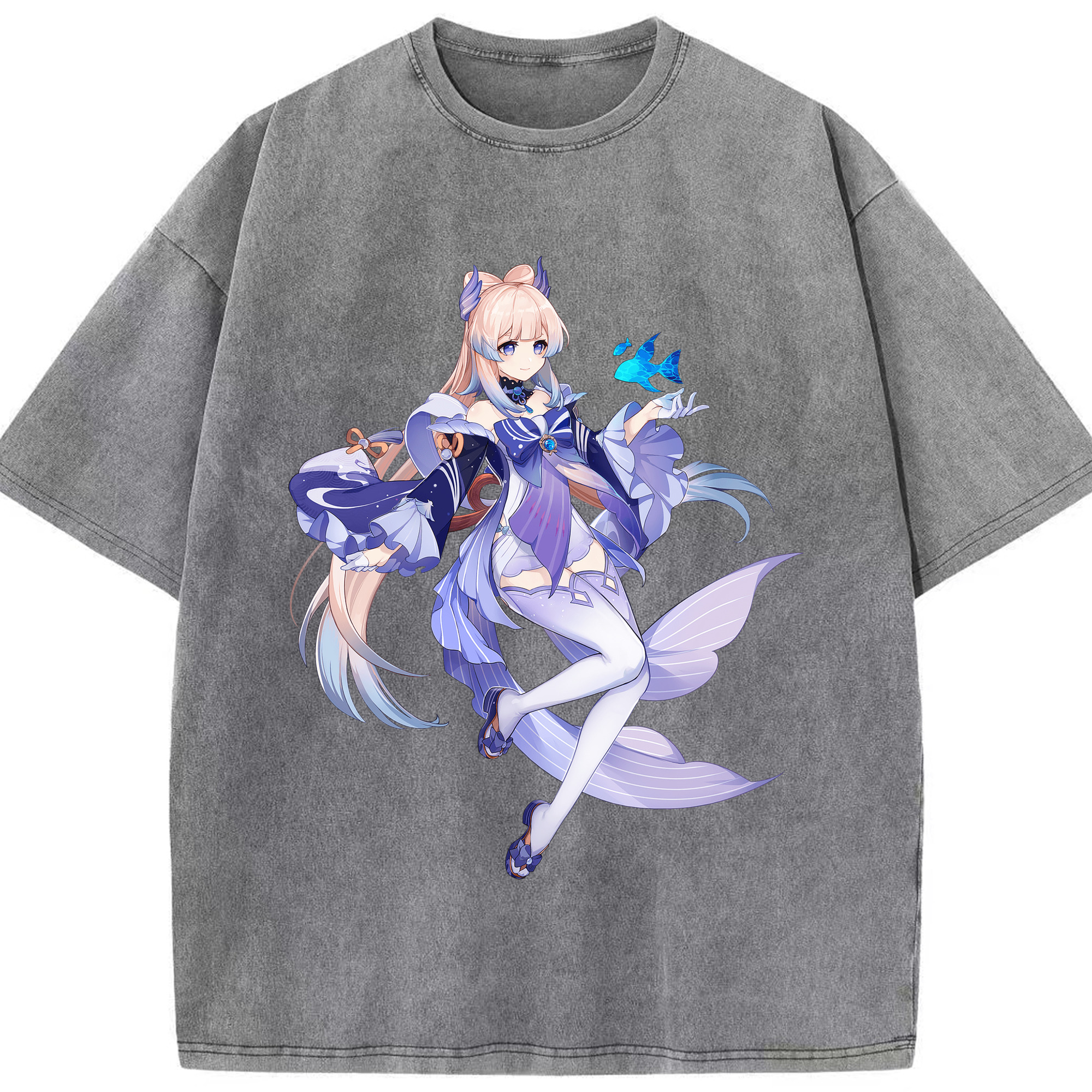 げんし神 珊瑚宮心海 サンゴノミヤ・ココミ genshin Sangonomiya Kokomi 綿100% ヴィンテージ風 半袖Tシャツ（フロントプリント）
