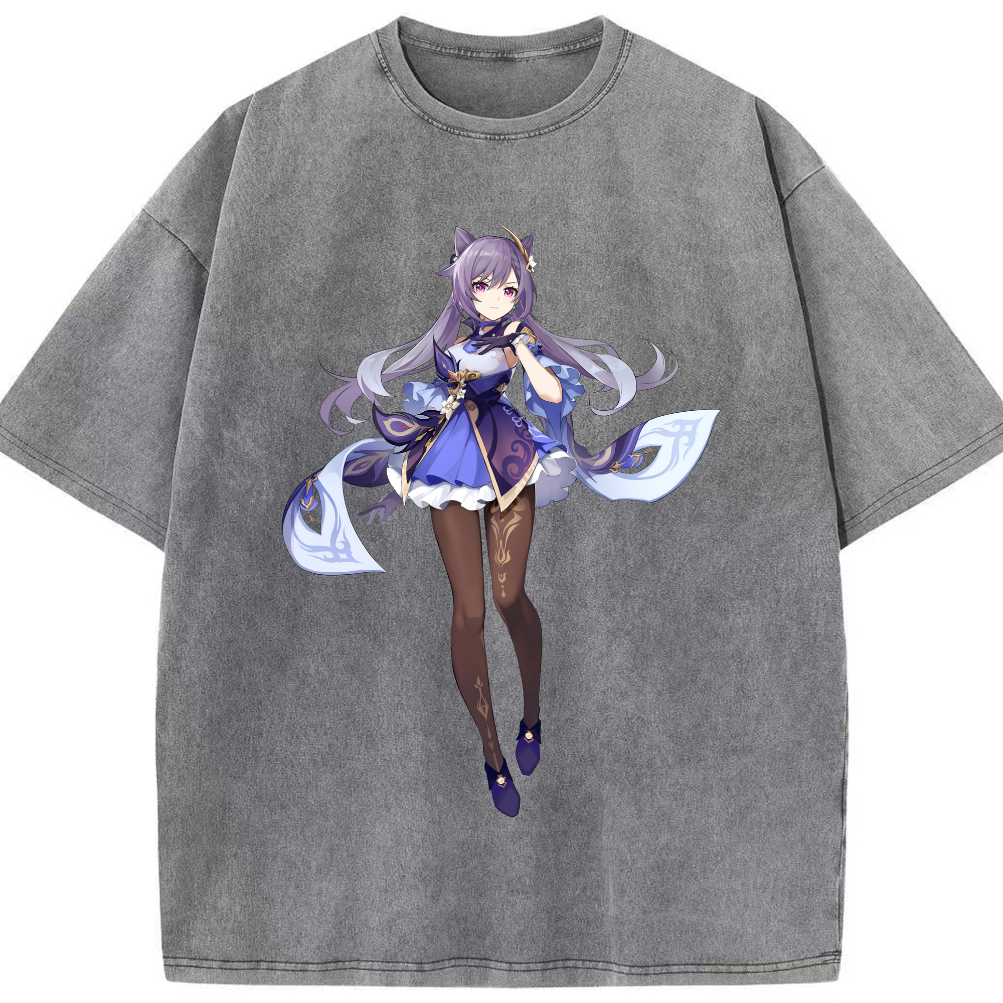 げんし神 刻晴 こくせい genshin Kokusei 綿100% ヴィンテージ風 半袖Tシャツ（フロントプリント）