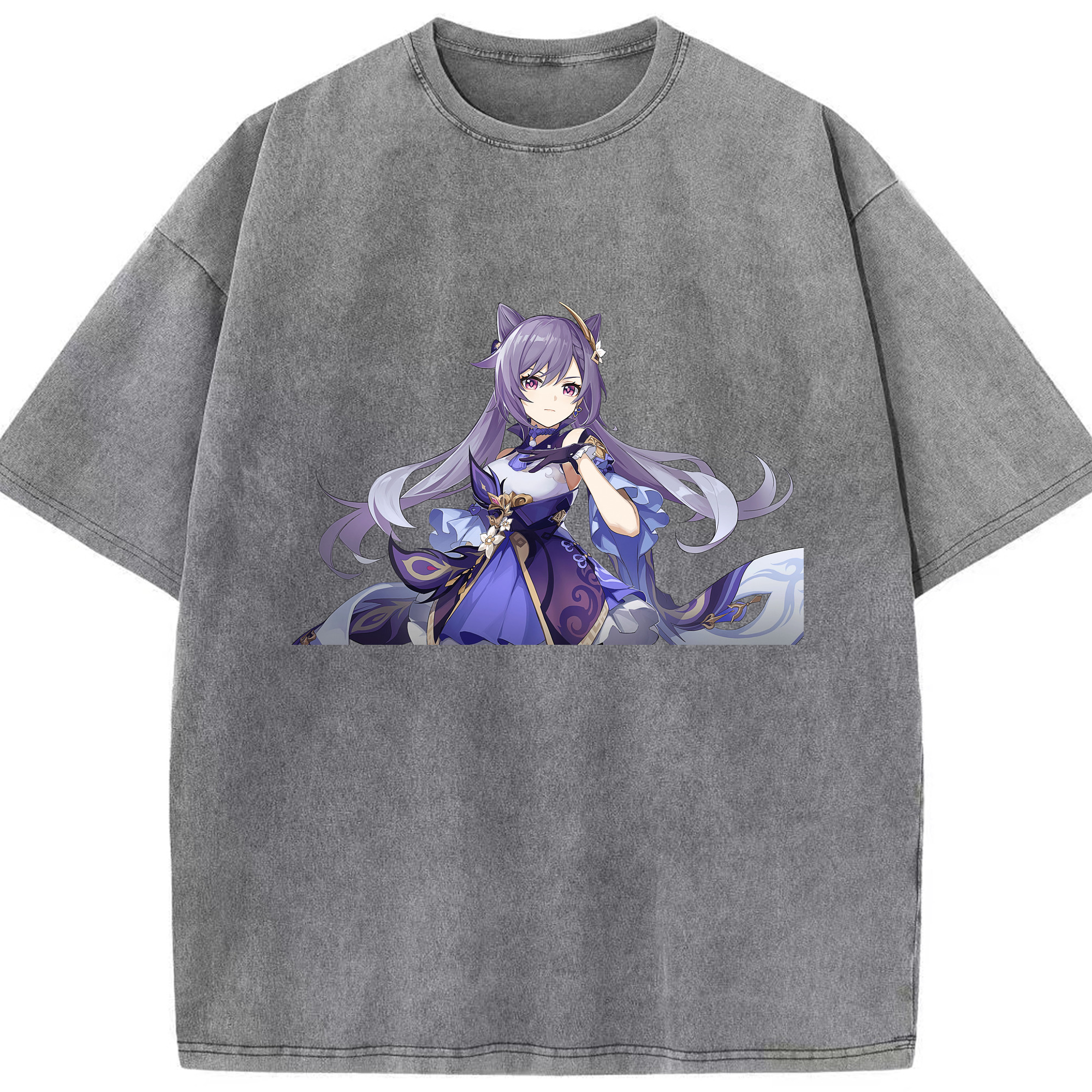 げんし神 刻晴 こくせい genshin Kokusei 綿100% ヴィンテージ風 半袖Tシャツ（フロントプリント）