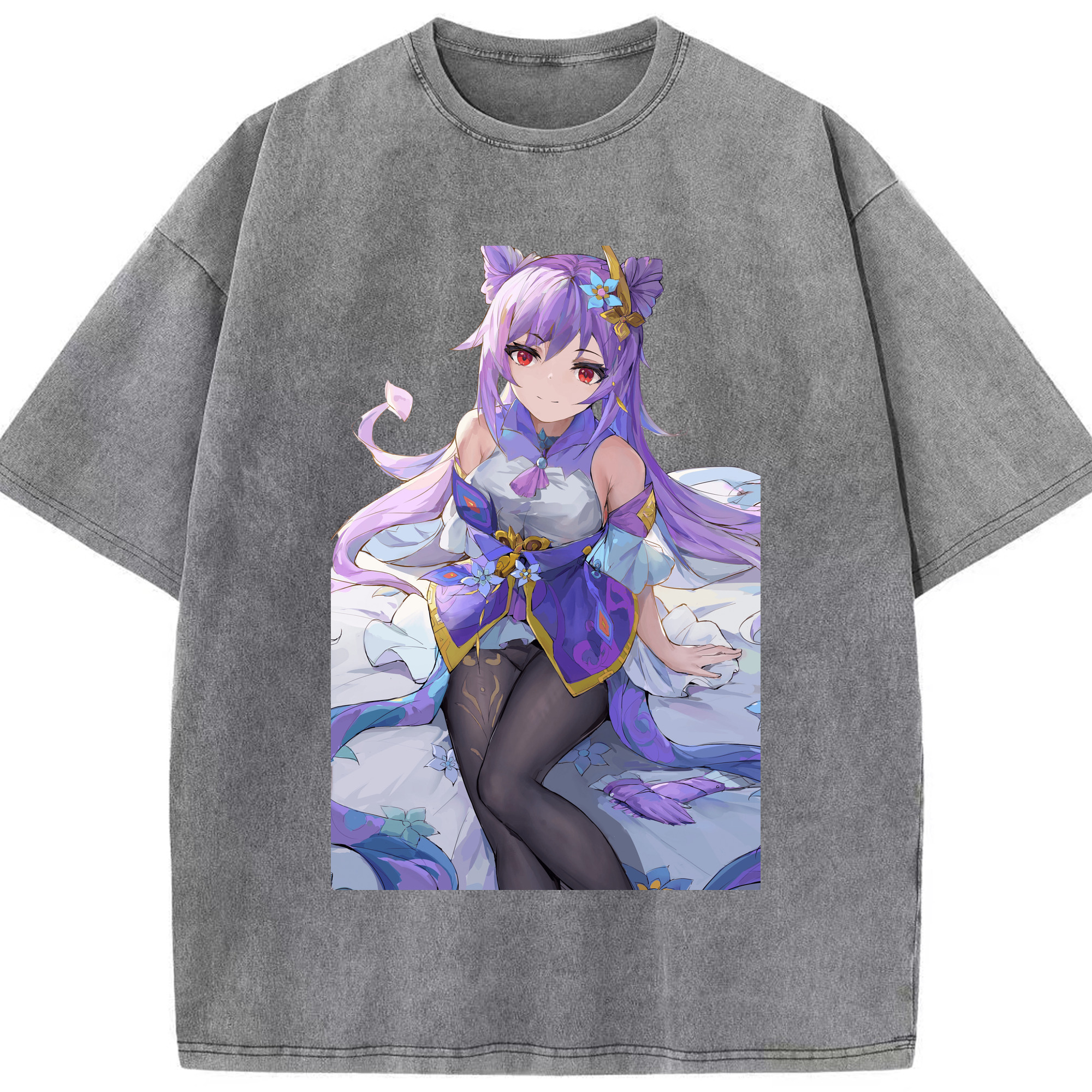 げんし神 刻晴 こくせい genshin Kokusei 綿100% ヴィンテージ風 半袖Tシャツ（フロントプリント）