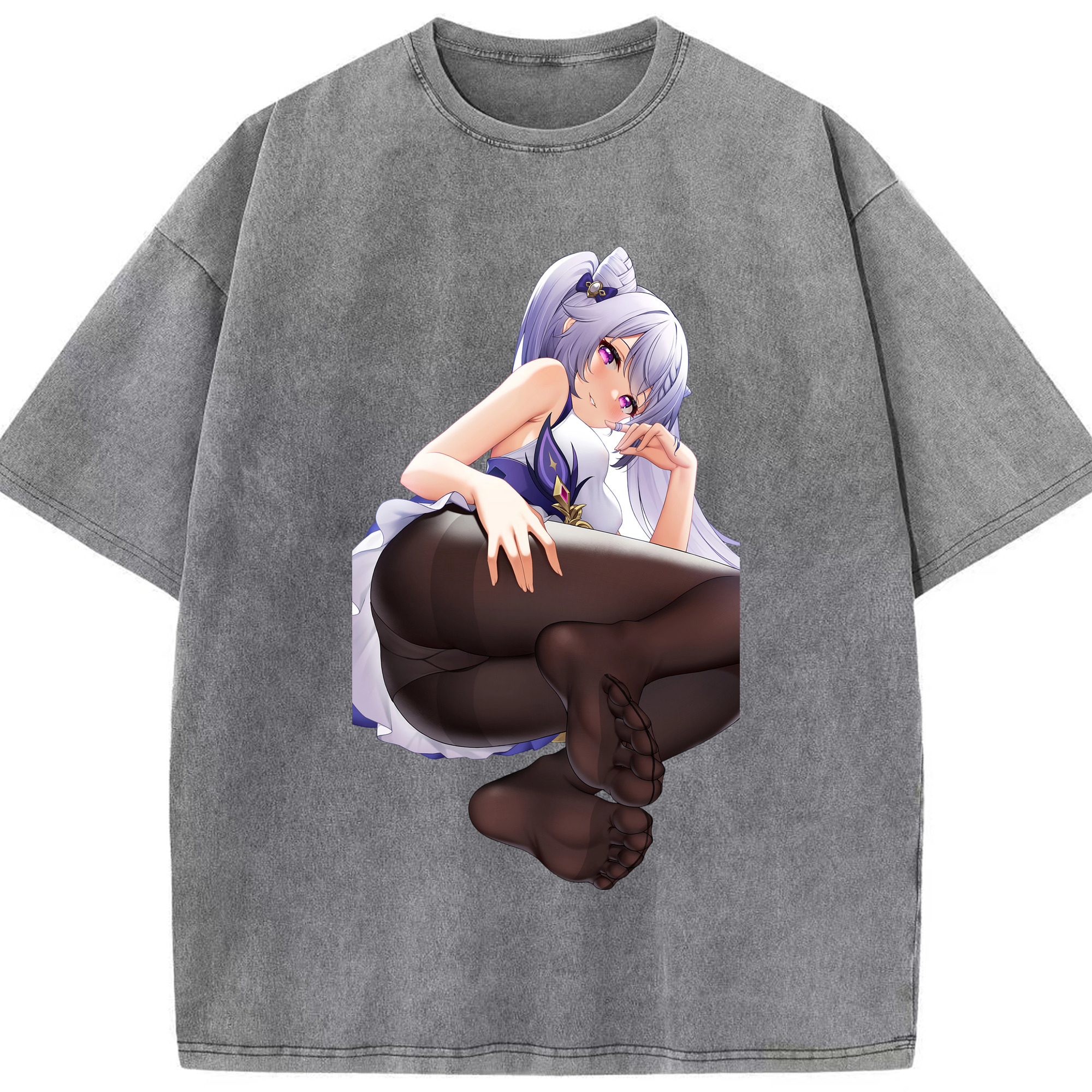 げんし神 刻晴 こくせい genshin Kokusei 綿100% ヴィンテージ風 半袖Tシャツ（フロントプリント）
